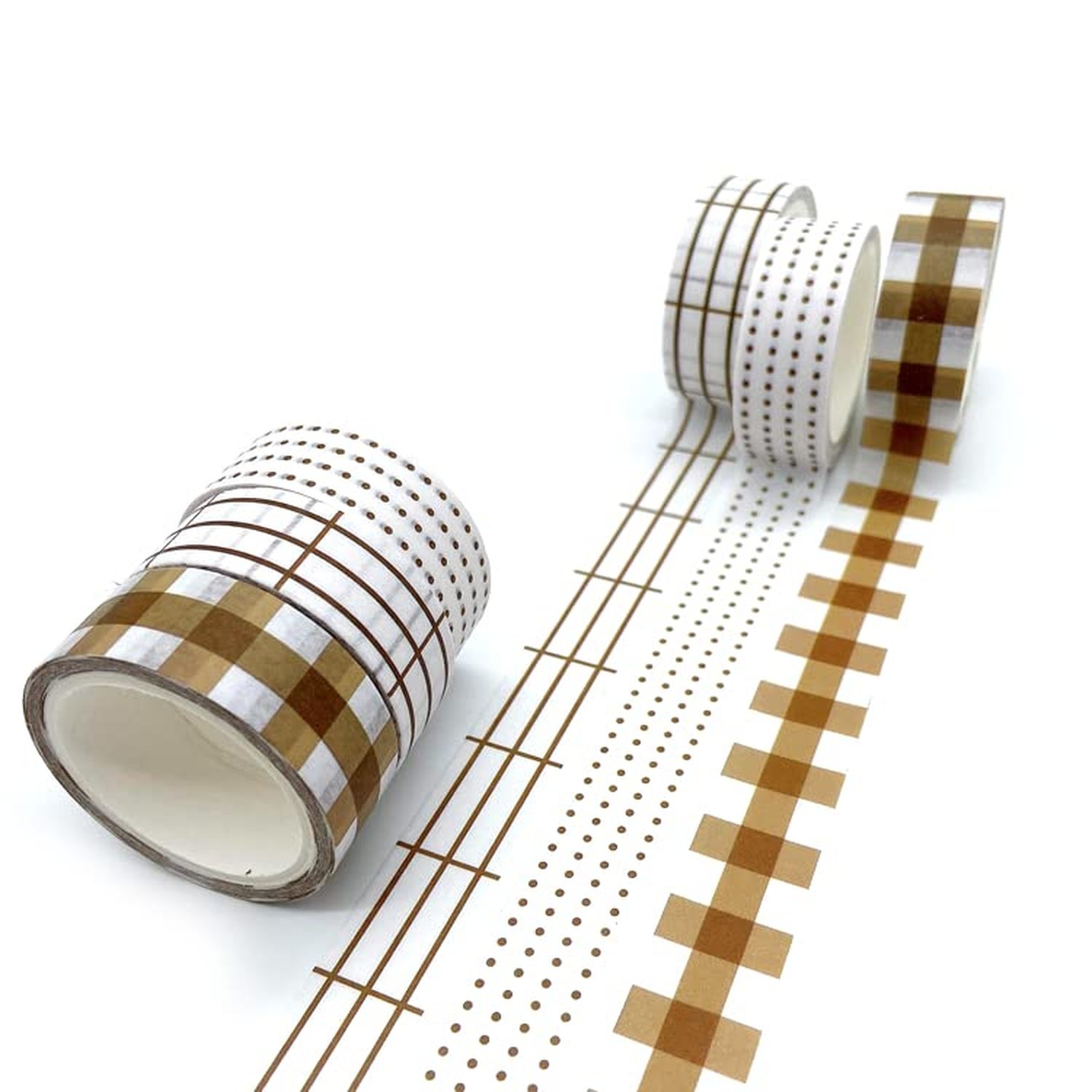 Basic Washi Tape Set 12 Rolls Dot & Grid Decorative Tapes for Journals, Plann...