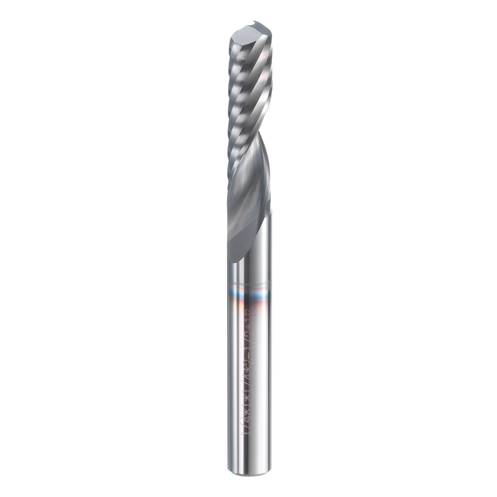 Spiral Router Bit 1/4"x1/4"x1"x2-1/2" AITiN Coat 1 Flute 45 Degree HRC44-46