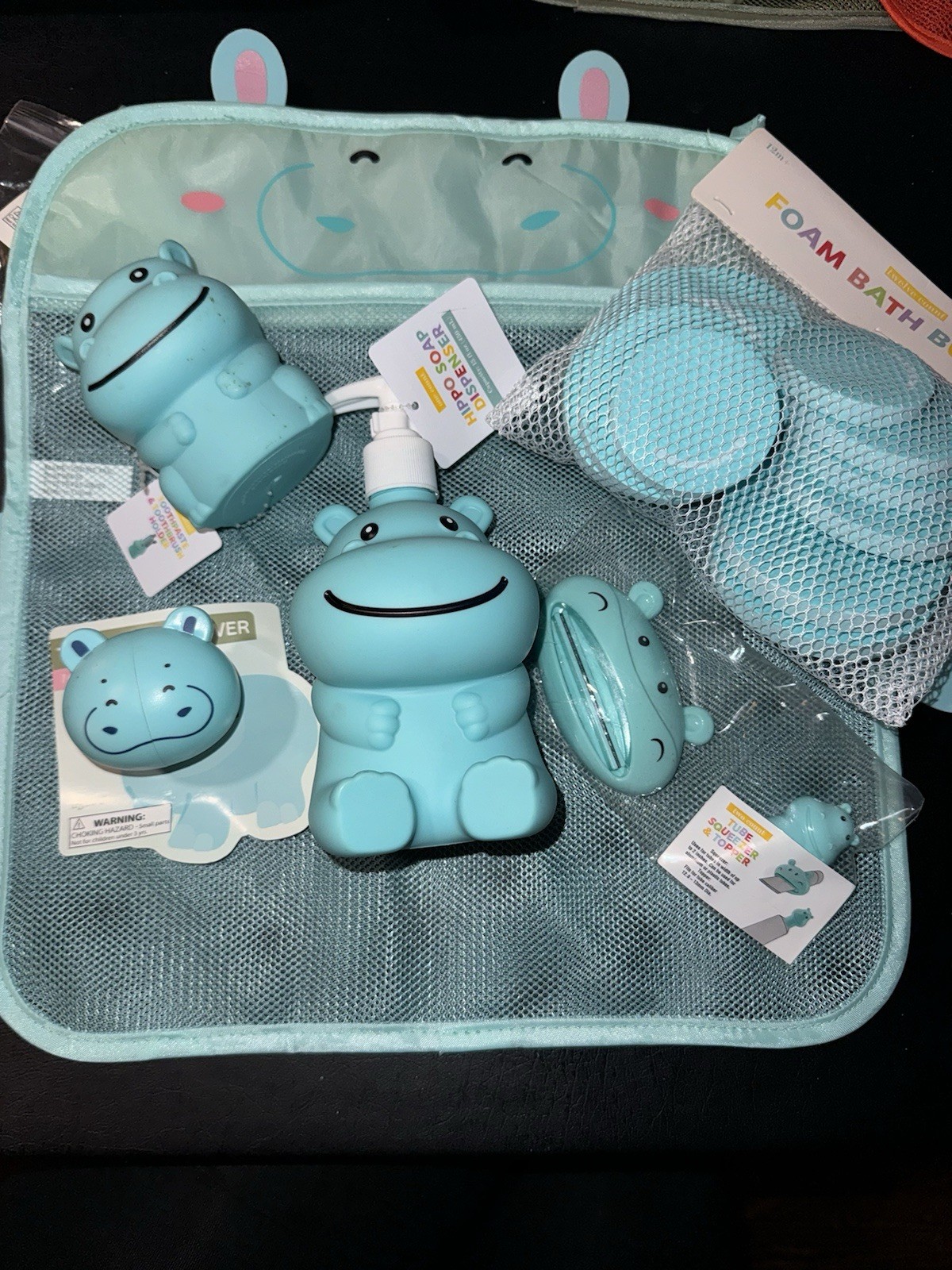 Kids Hippopotamus Bathroom Set hippo blue Kids Bathroom NEW