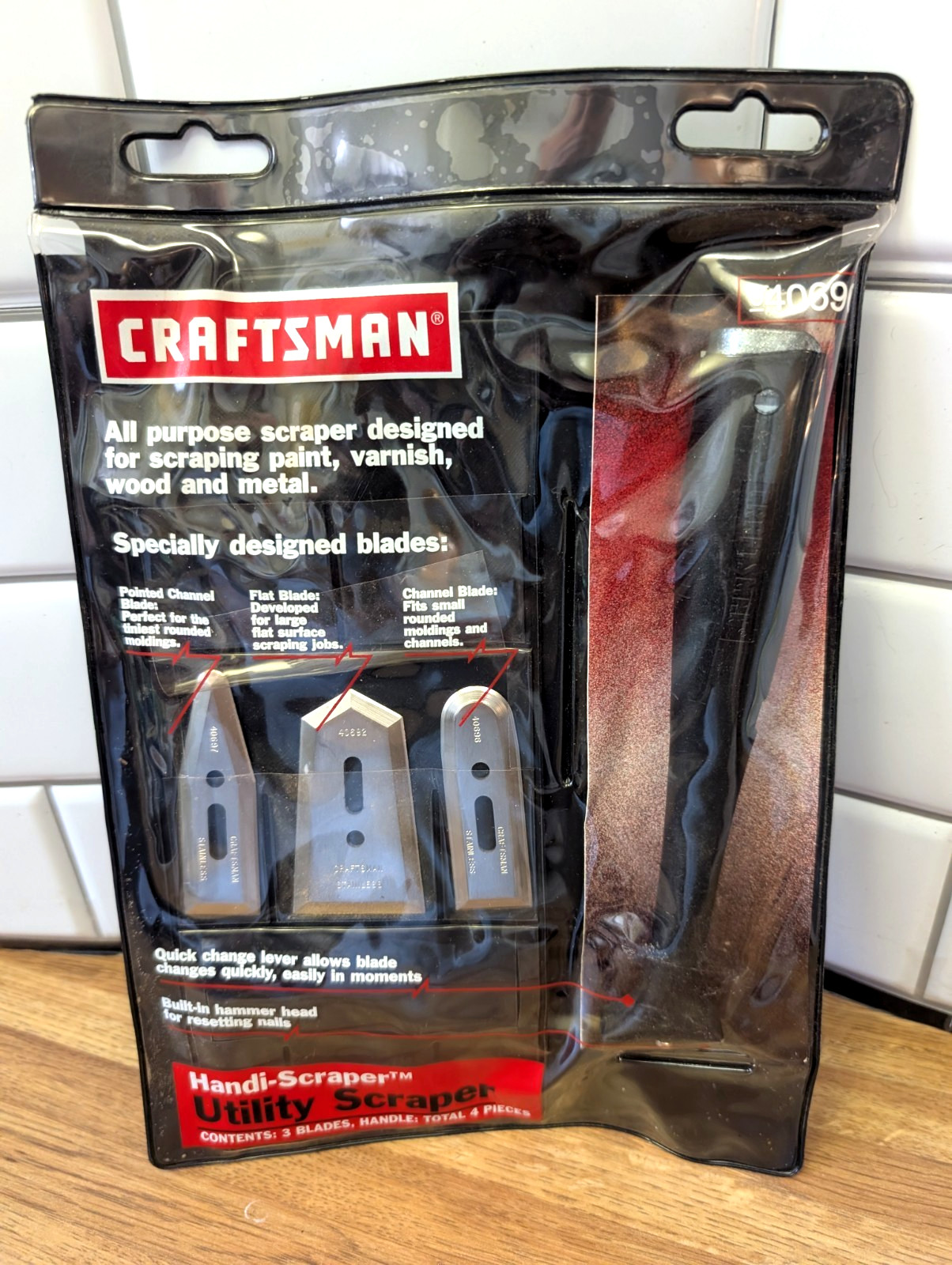 Vintage CRAFTSMAN USA 40690 Handi-Scraper Utility Scraper With 3 Blades & Handle