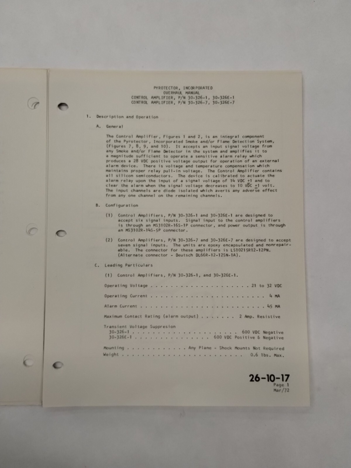Pyrotector Incorporated Control Amplifiers Overhaul Manual-Original