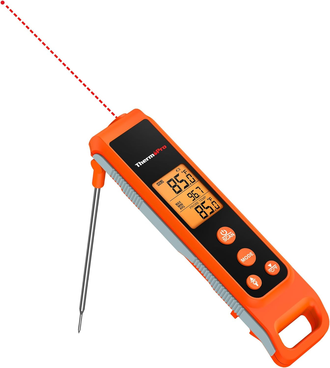 2-in-1 Instant Read Thermometer for Cooking - Infrared Thermometer w/ Meat Probe