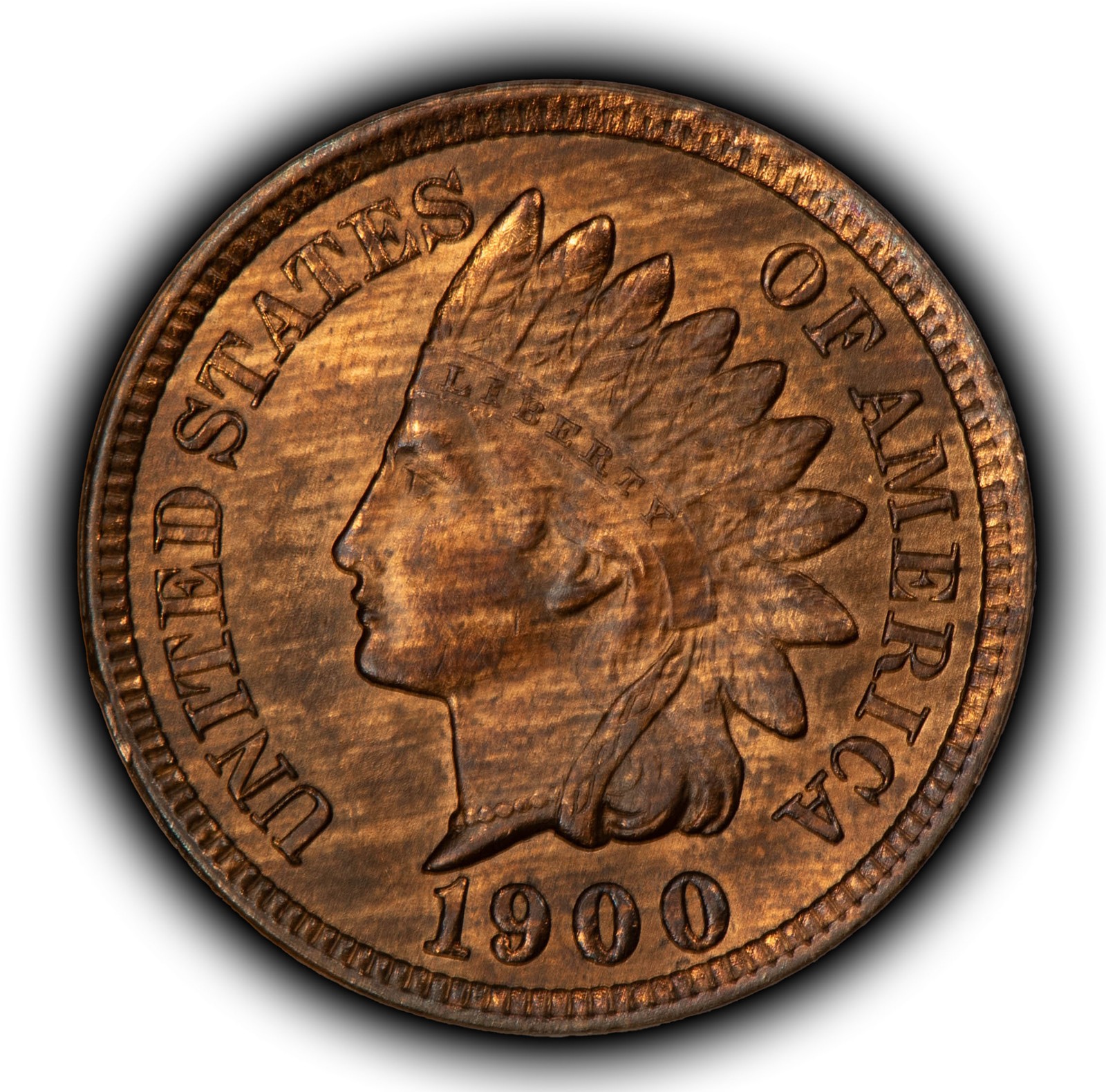 1900 1c Indian Head Small Cent - Wood Grain - PQ BU Red Brown Coin - SKU-Z5930