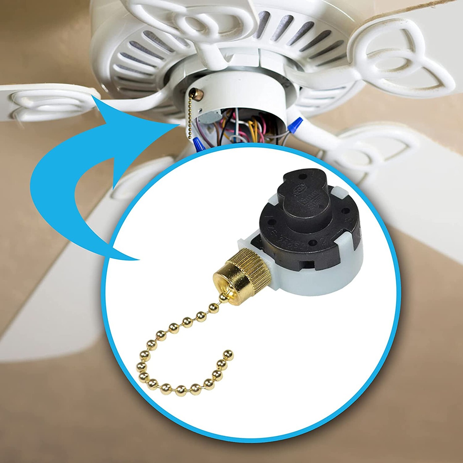 Switch 3-Speed 4-Wire Pull Chain Control for Harbor Breeze Ceiling Fan