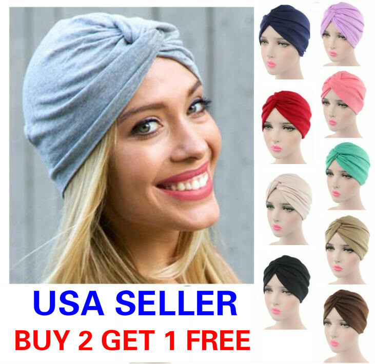 Cotton Women Turban Ladies Hair Head Hijab Cap Muslim Wrap Stretch Hat Scarf