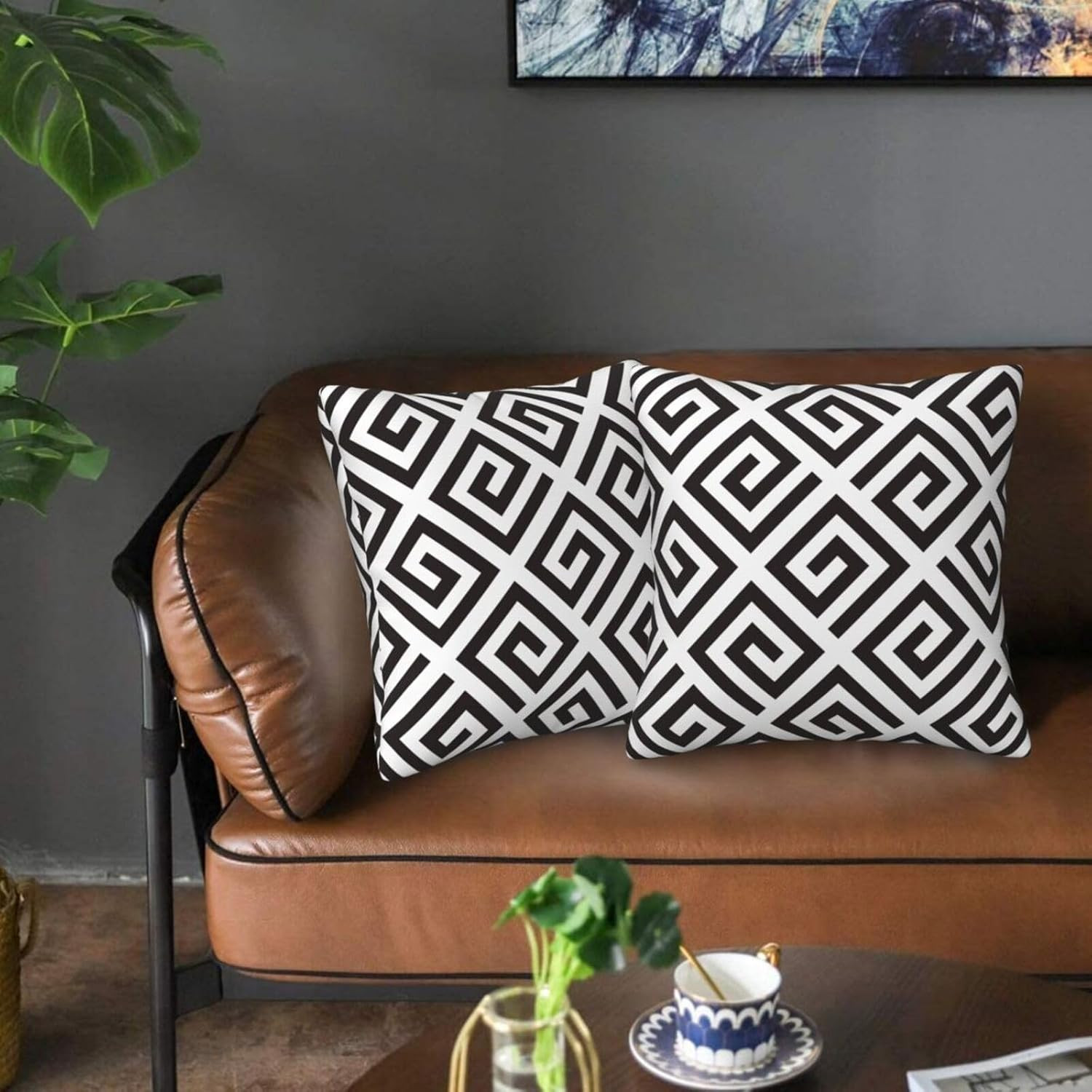 Modern Abstract Black and White Pillow Covers 18X18 in Couch Pillow Case Sets of