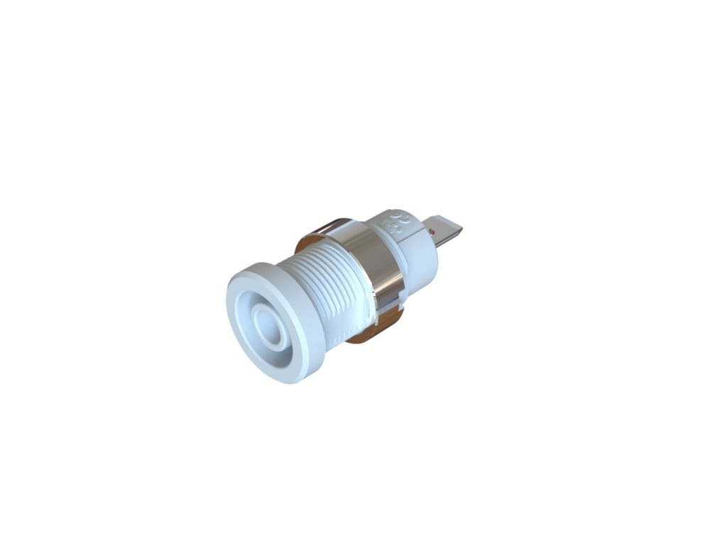 Cal Test CT4397-08-9 - 4mm Sheathed Jack, 4.8mm Quick-Connect, Panel, UL, White