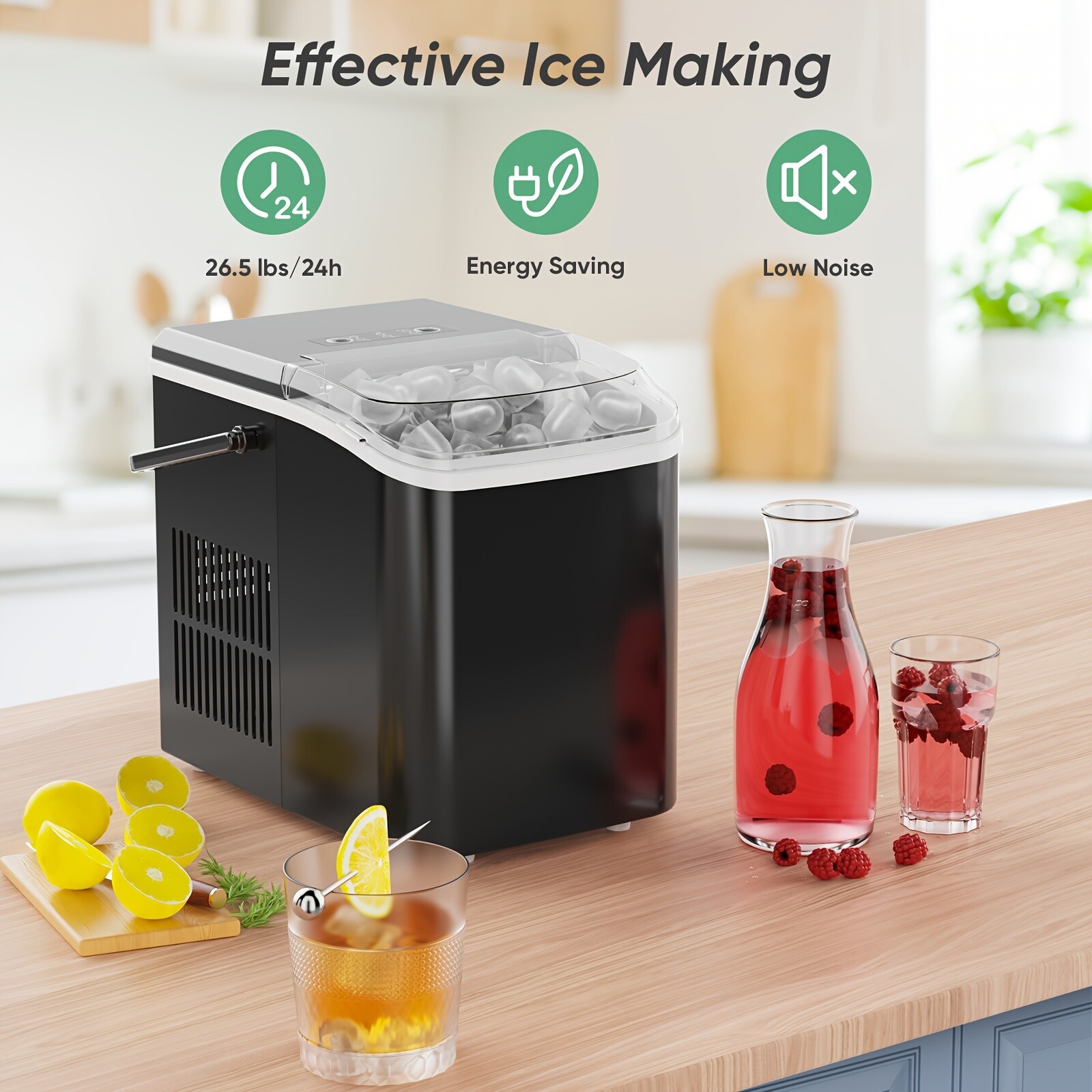 Home Ice Maker Fast, 2 Sizes Bullet - shaped, Self - cleaning for Various Scenes