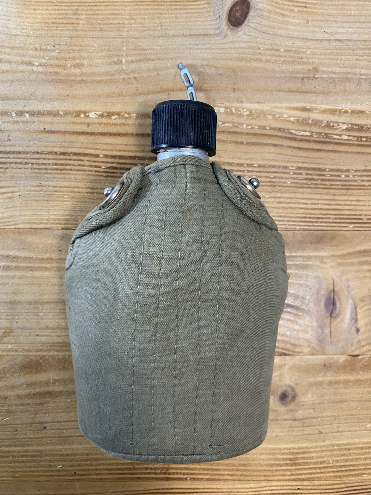 Vintage Us Military Army Canteen Metal + US Green Canvas Pouch