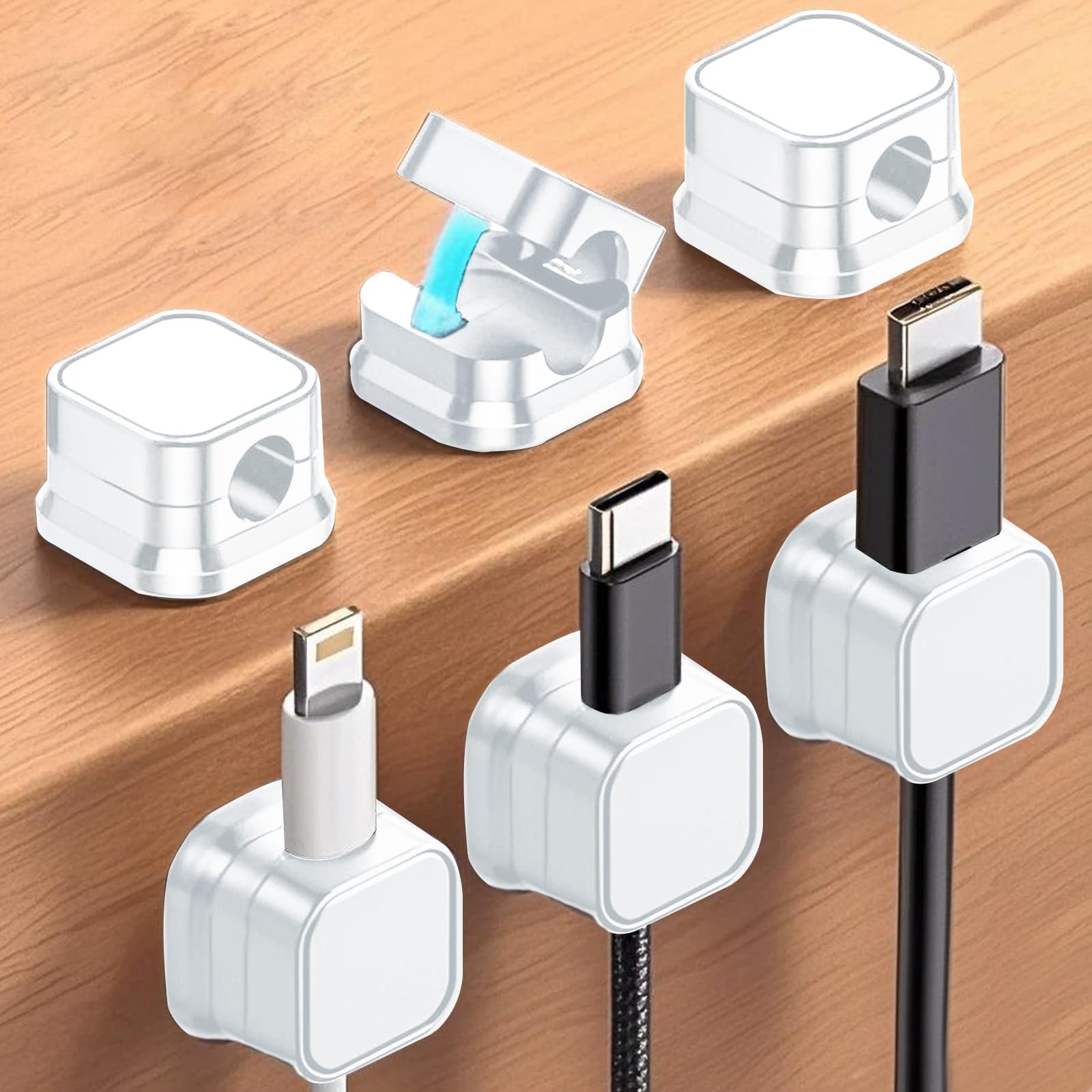 6 Pack Magnetic Cable Clips, Adjustable Cord Organizer Desk , Smooth Cable Ho...