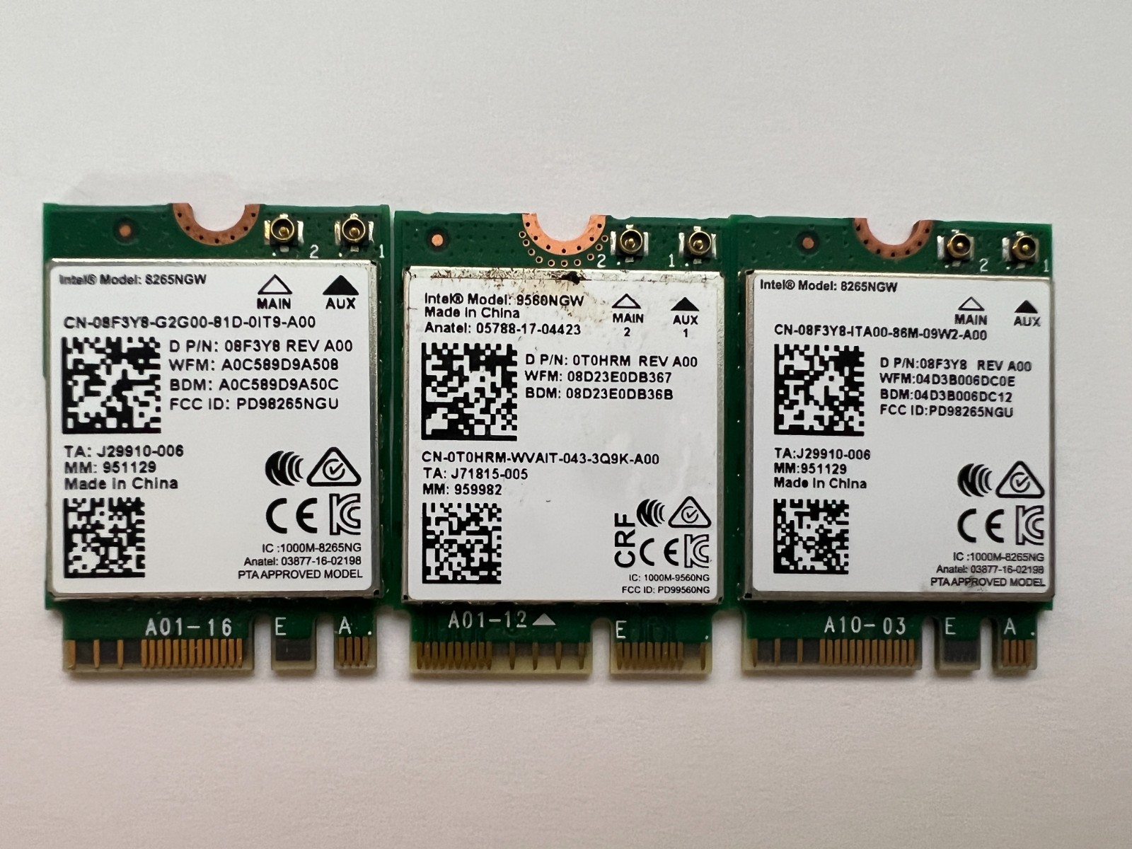 Lot of 3 Intel Wireless 9560NGW/8265NGW Wireless WiFi Card