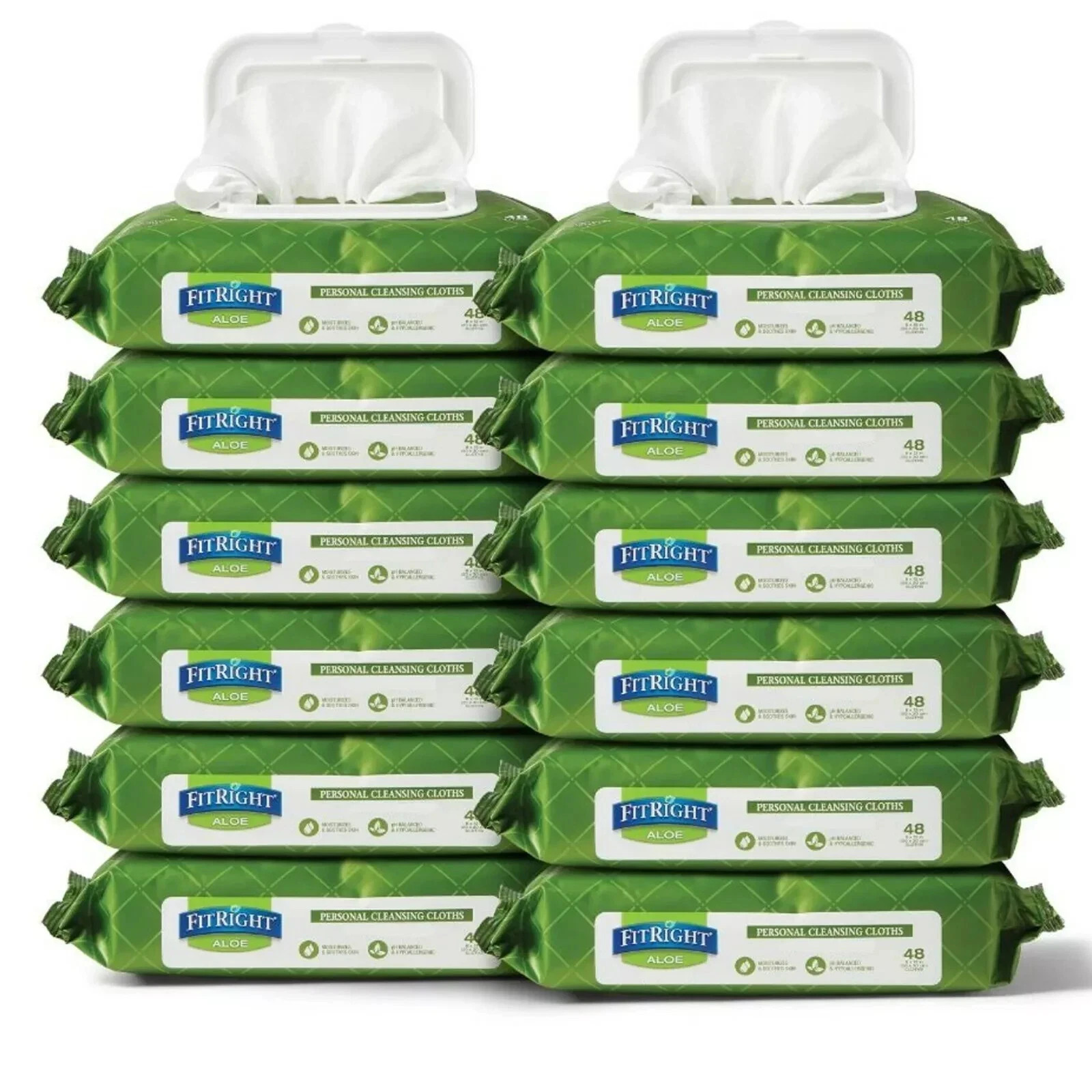 Medline FitRight Aloe Scented Personal Cleansing 8x10" Wipes with Aloe 600 Wipes