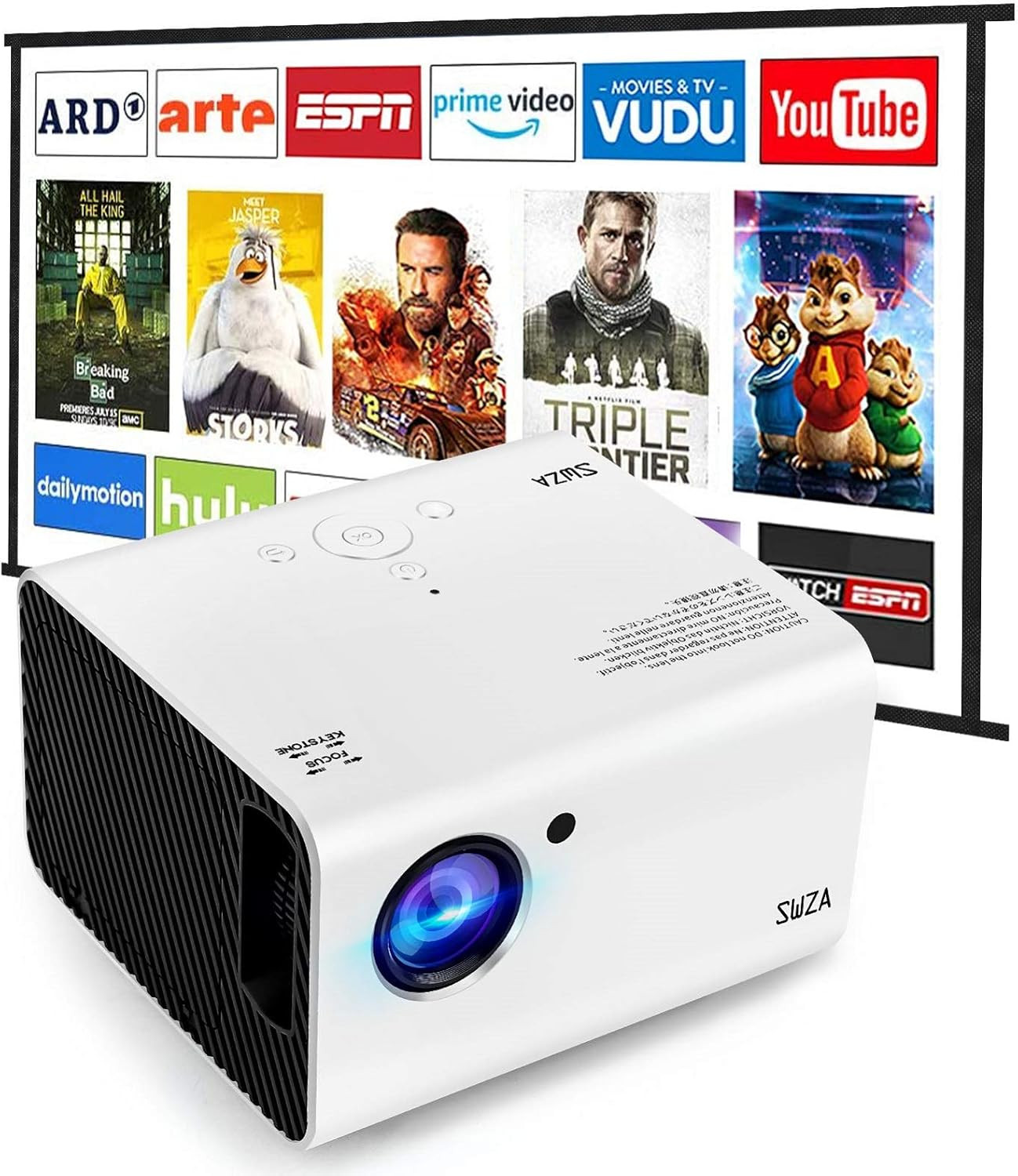 Portable Projector,  Native 1920X1080P Movie Video Projector with 100 Inch Proje