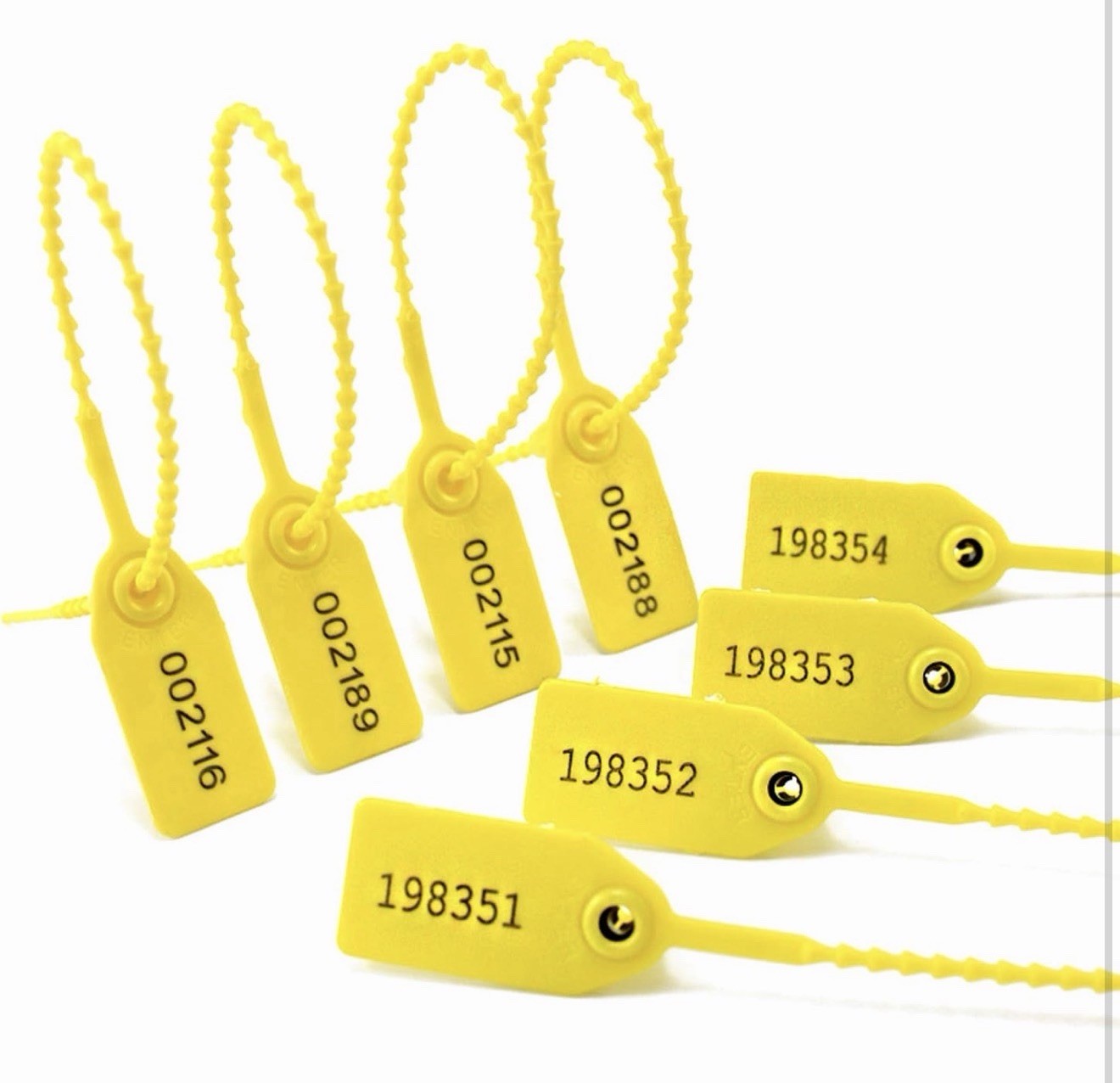 100 Pcs Yellow Plastic Tamper Seal Tag Label Pull Tie Security Seal Zip Lockout
