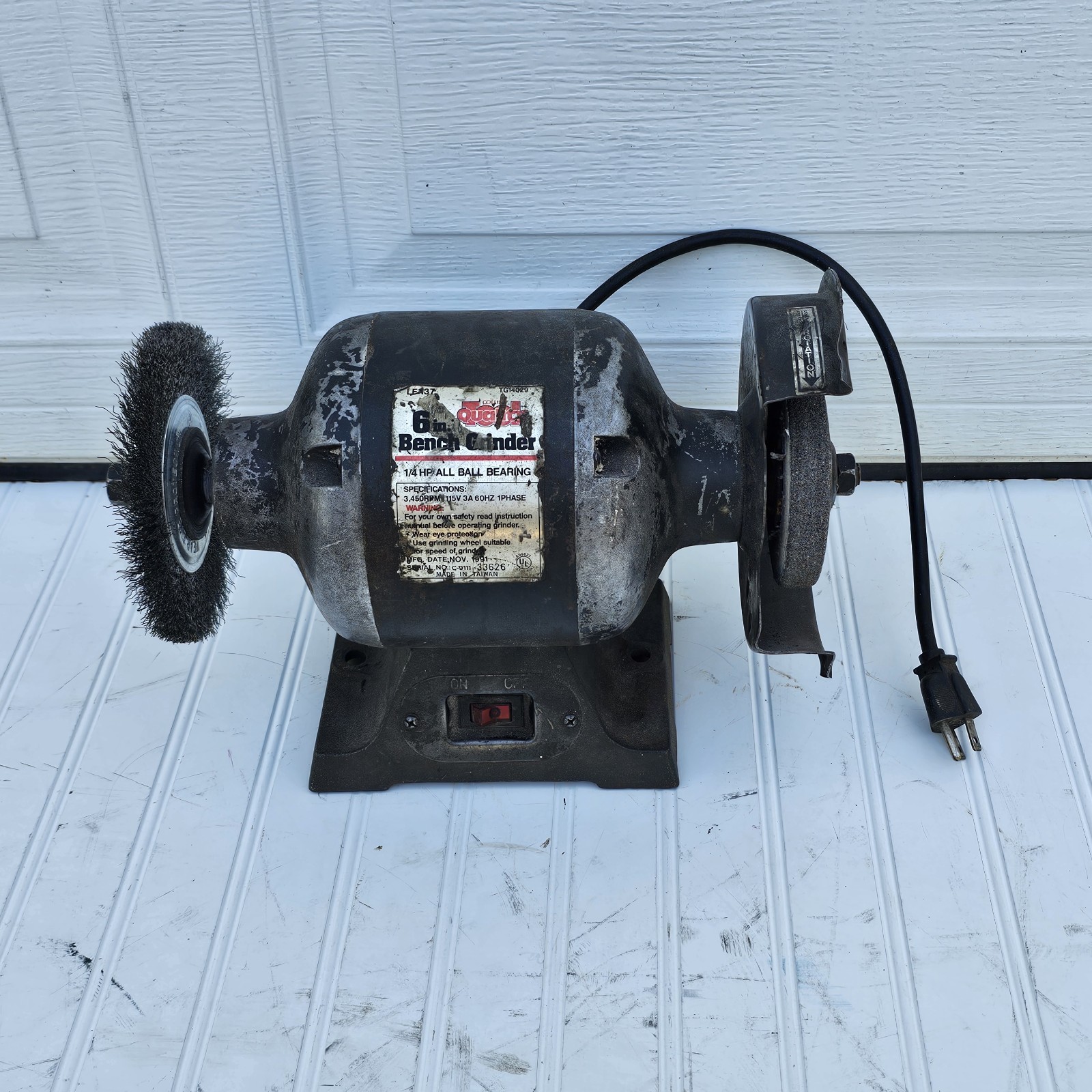 Vintage Collin’s Quality Tool 6” Inch Bench Grinder LF-137 Wire Brush TESTED