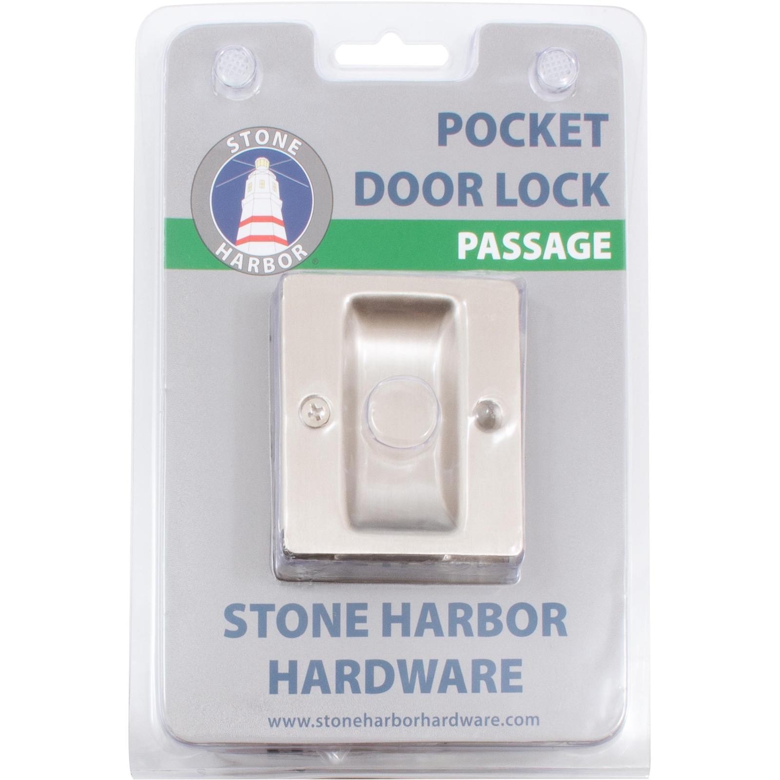 Premium Square Pocket Door Lock, Passage (Hall/Closet) Latch, Clear Pack, Satin