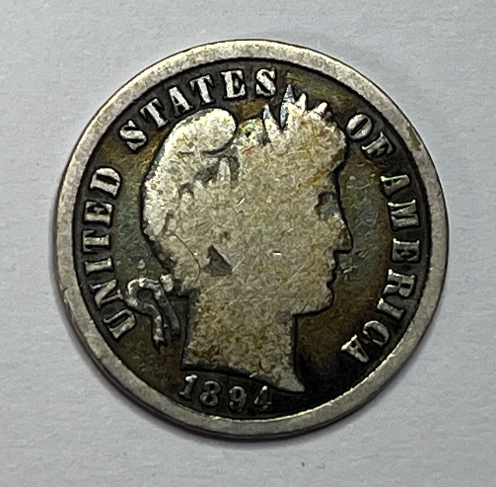 1894-P Barber Dime - Key Date 10C; Nice Details; Y048