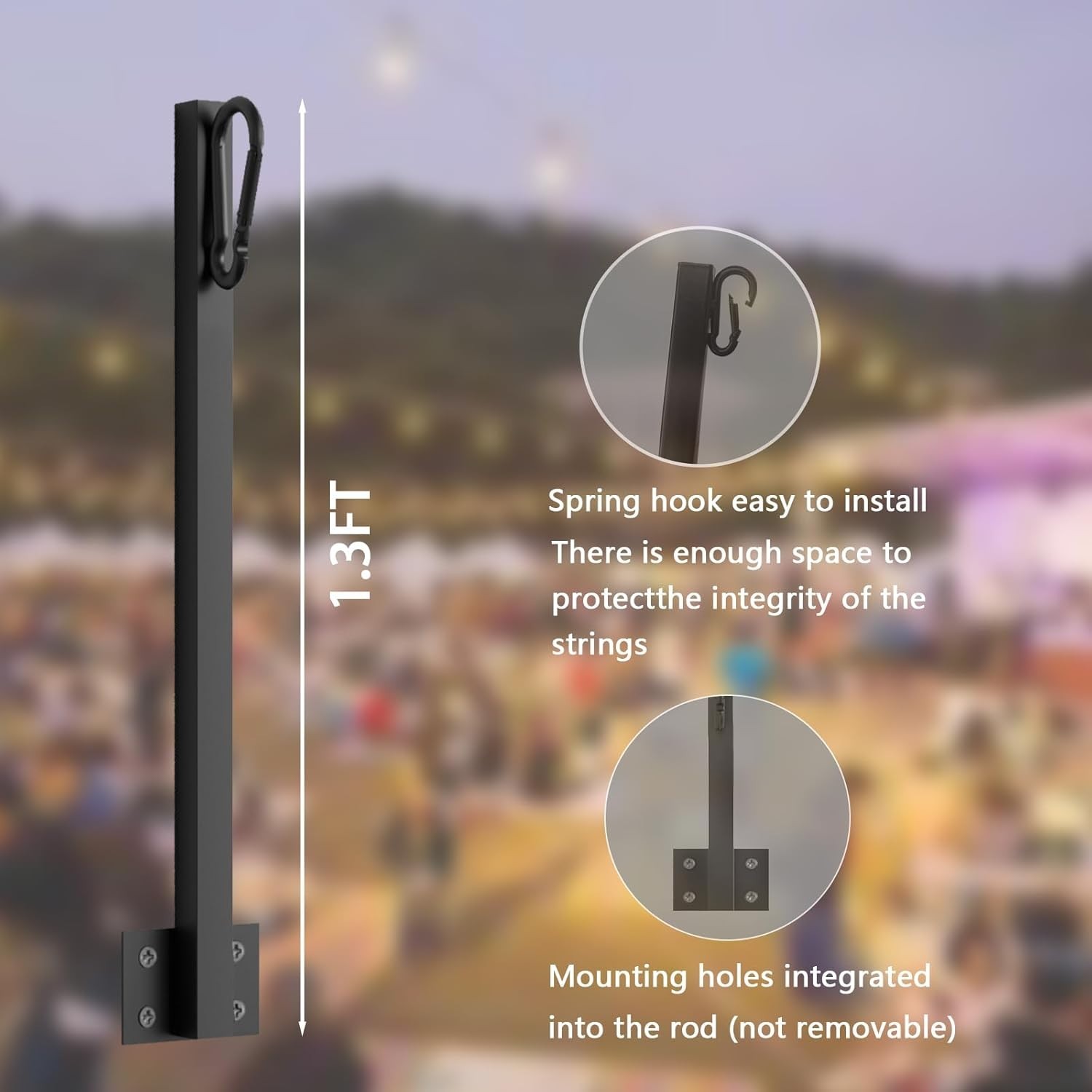 4 Pack String Light Poles,Hanging Light Poles for Outdoor String Lights, Meta...