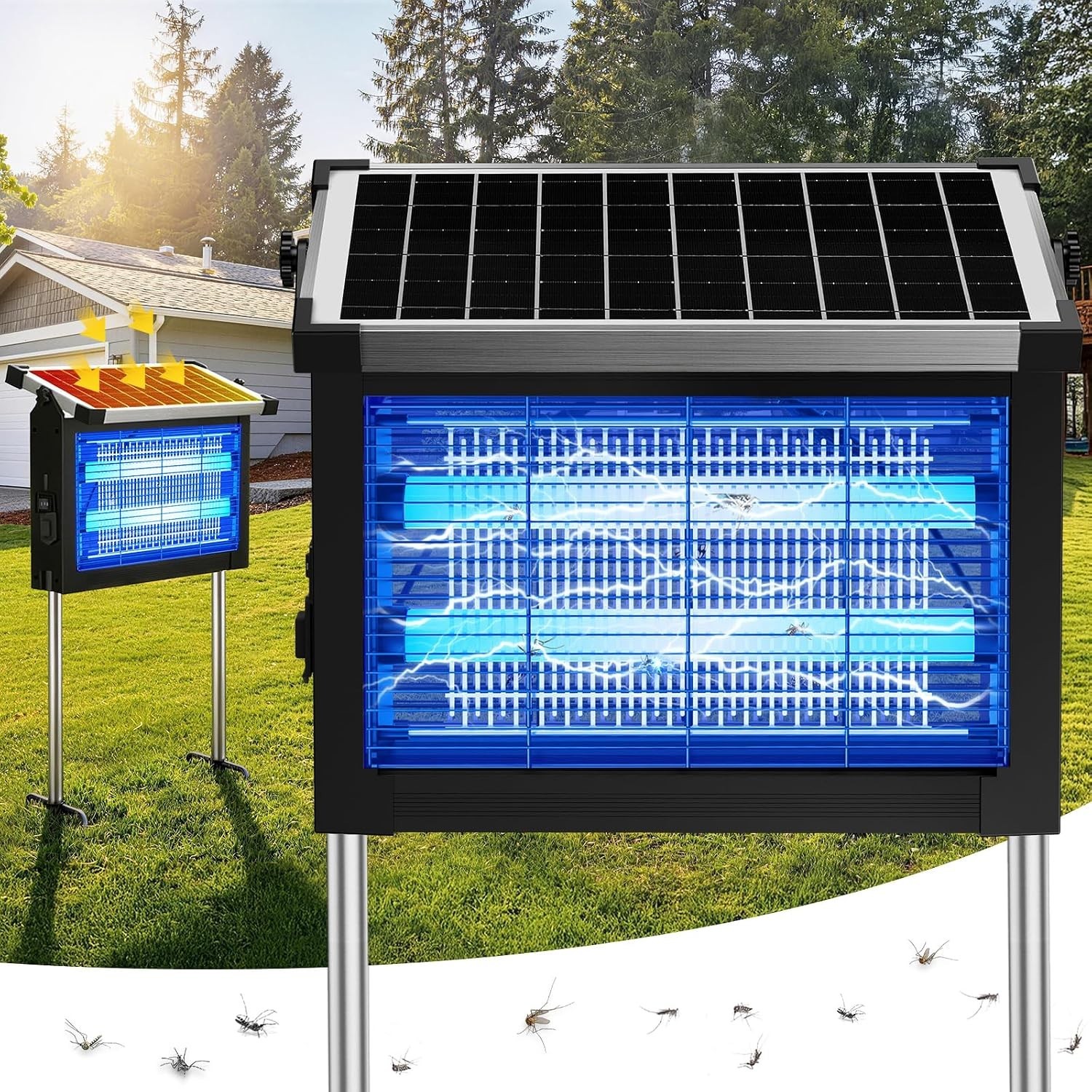 Solar Bug Zapper Outdoor, 4500V Solar Mosquito Zapper for Outdoor & Indoor...