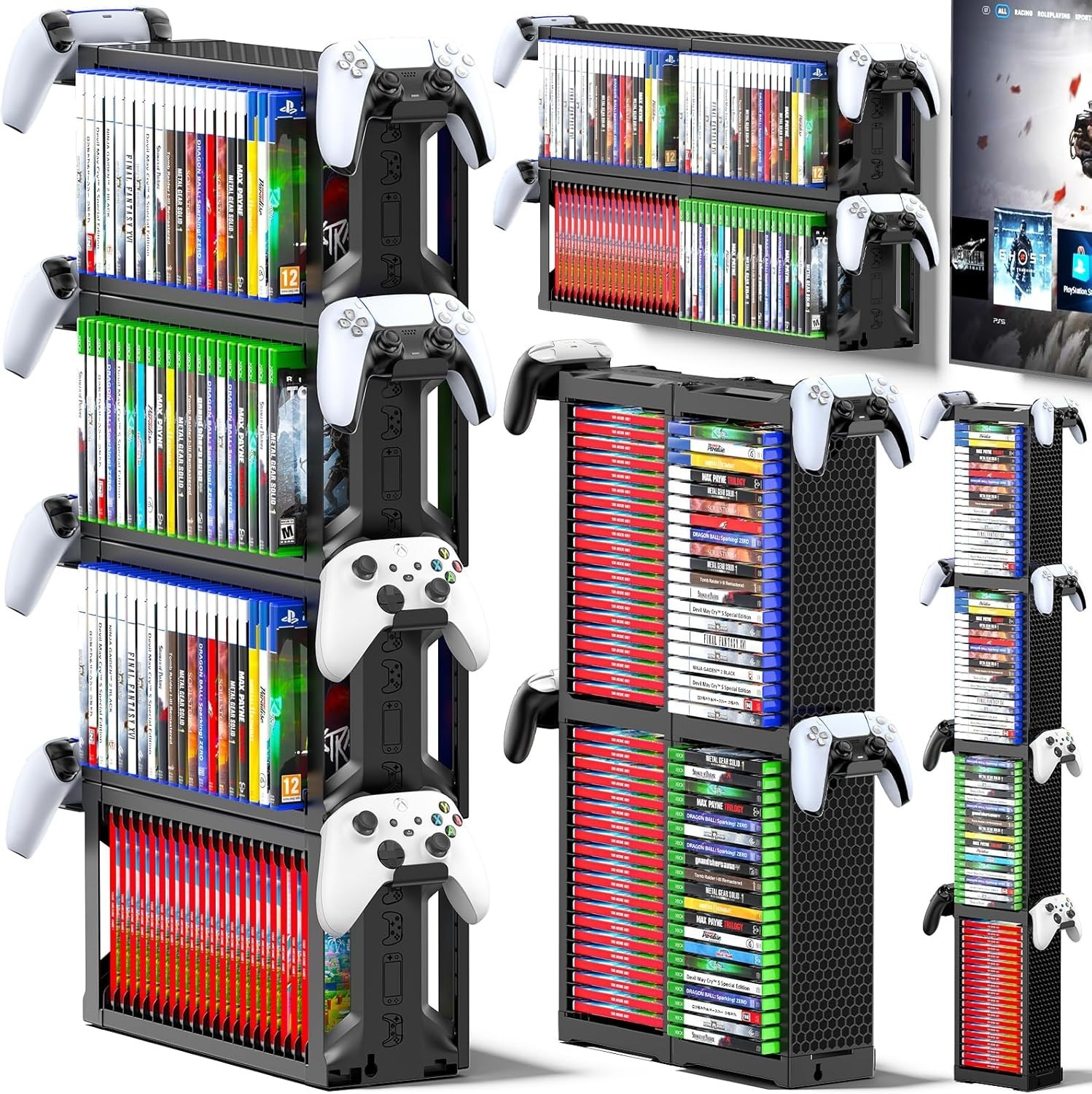Video Game Disc Rack Tower Video Game Storage Universal for PS5/PS4/ XBOX One/Se