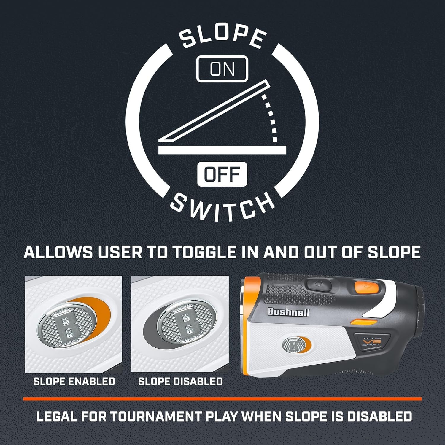 Golf Tour V6 Shift Laser Rangefinder with Slope Compensation, 1300-Yard Range