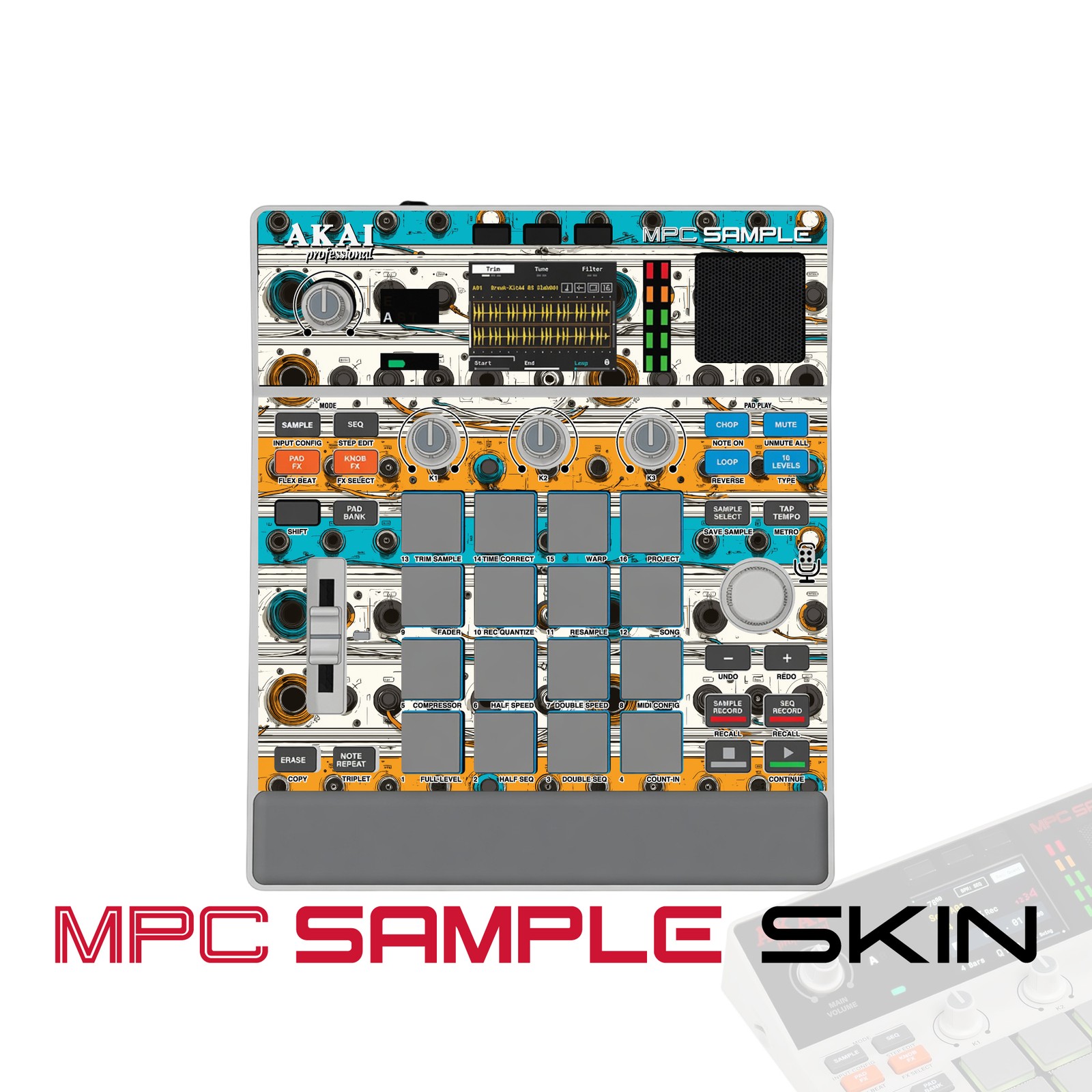 Akai MPC Sample Skin / turquoise retrowave