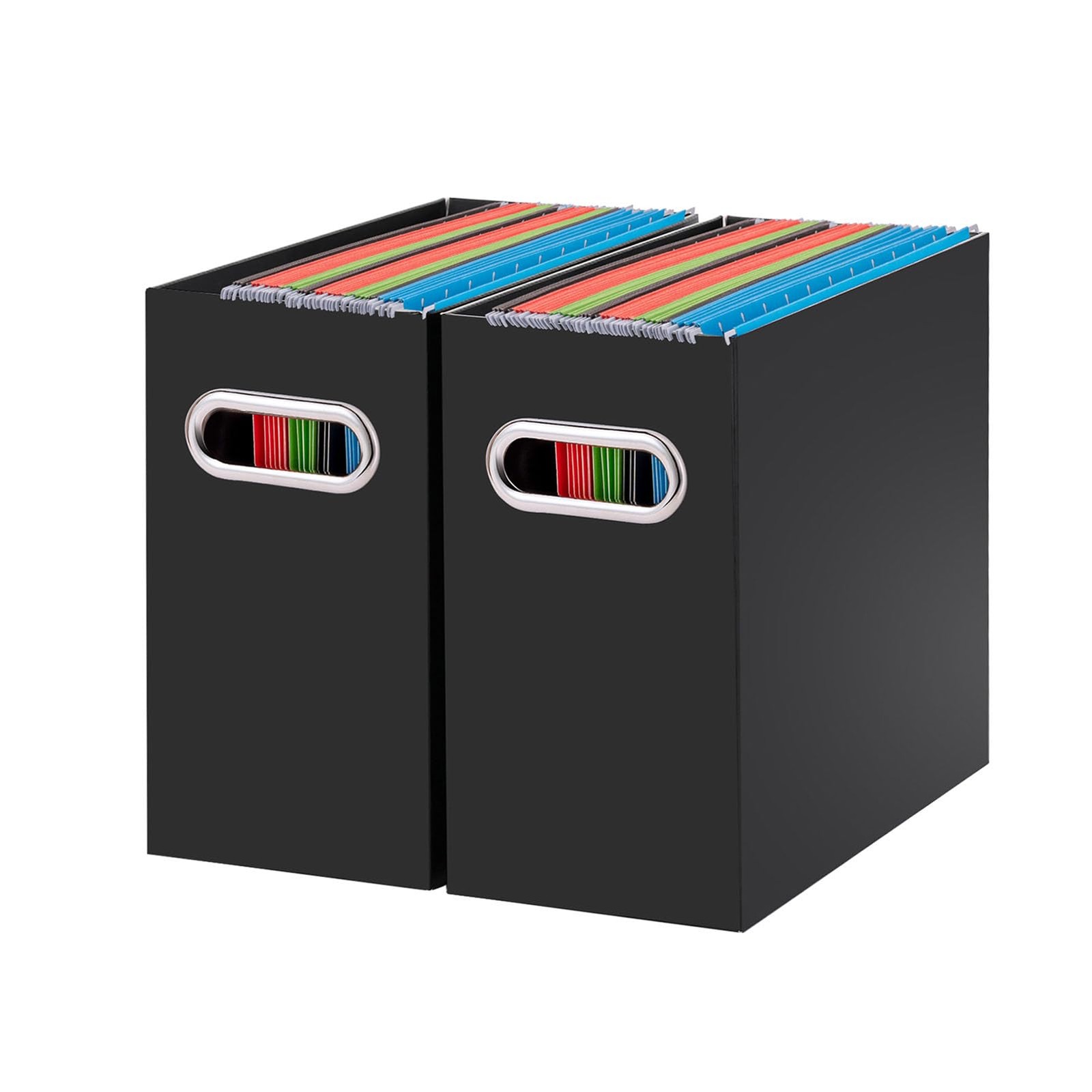 2 Packs Black File Organizer, Small Storage Box, Cardboard File Folder Organizer