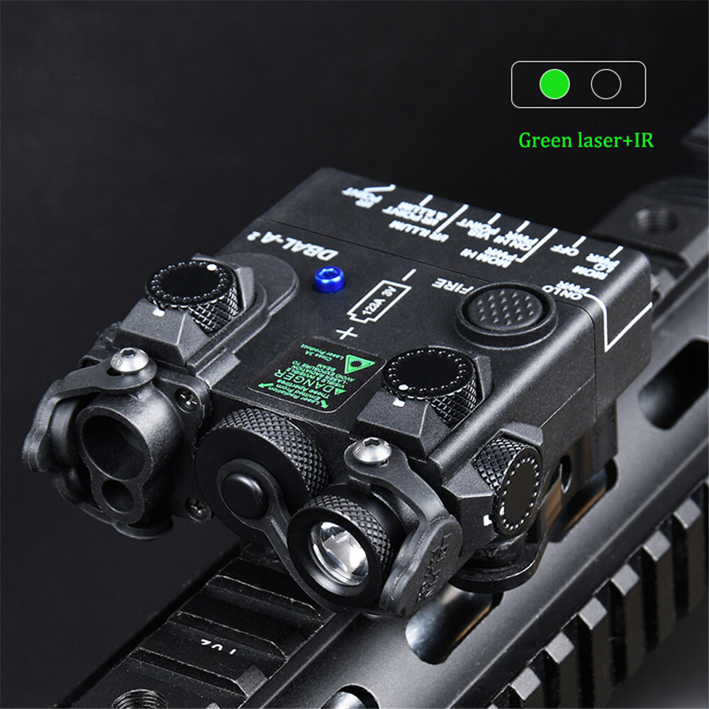 Dual Beam Aiming IR Laser&Green Dot Sight LED White Hunting Strobe Light