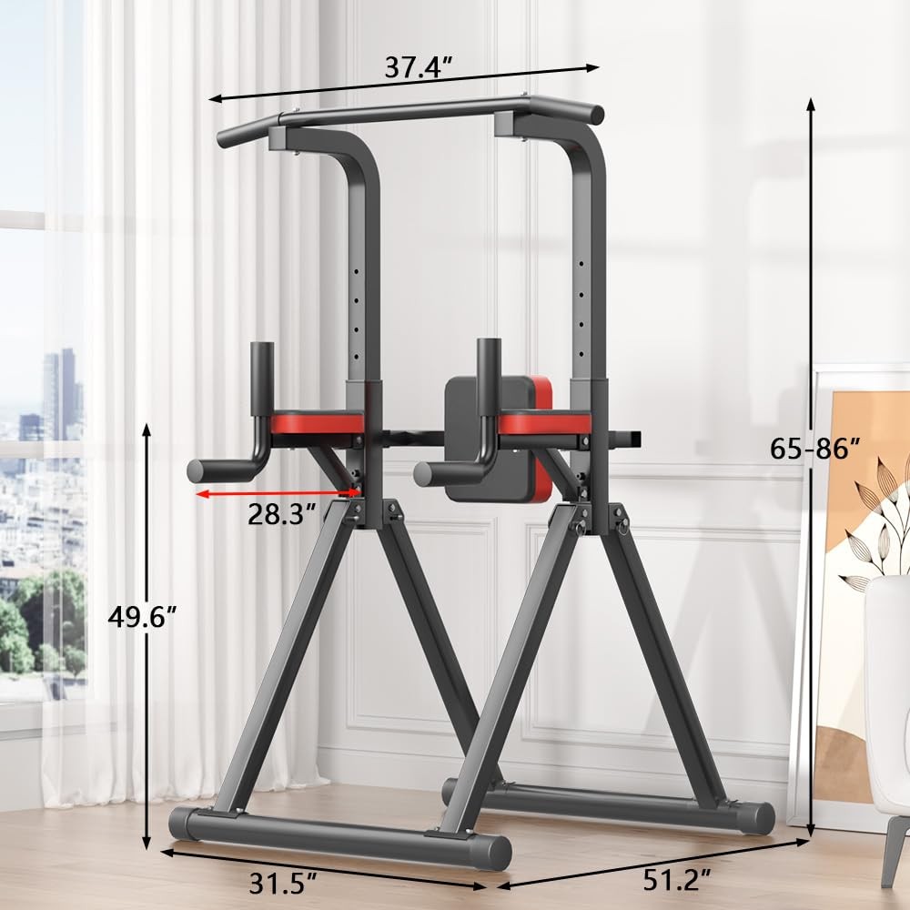 Foldable Power Tower, Adjustable Multifunction Pull Up Bar Tower Station, Pul...