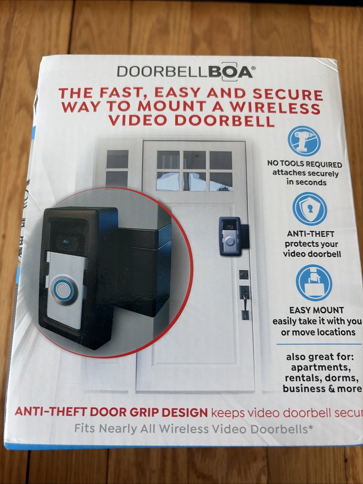DoorbellBoa Anti-Theft Video Doorbell Door Mount, No Tools or Installation