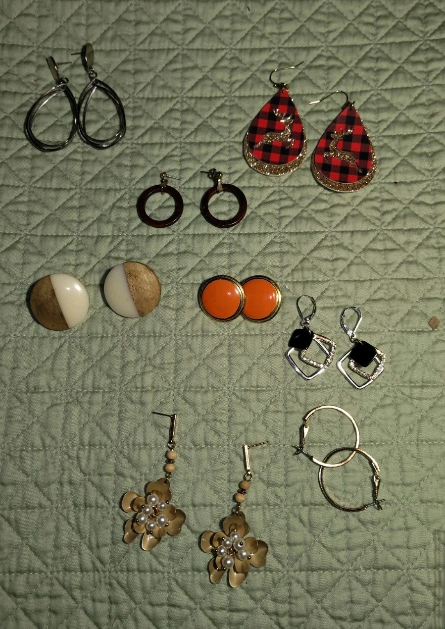 Vintage Pierced Earrings Lot Of 8 Pair Variety
