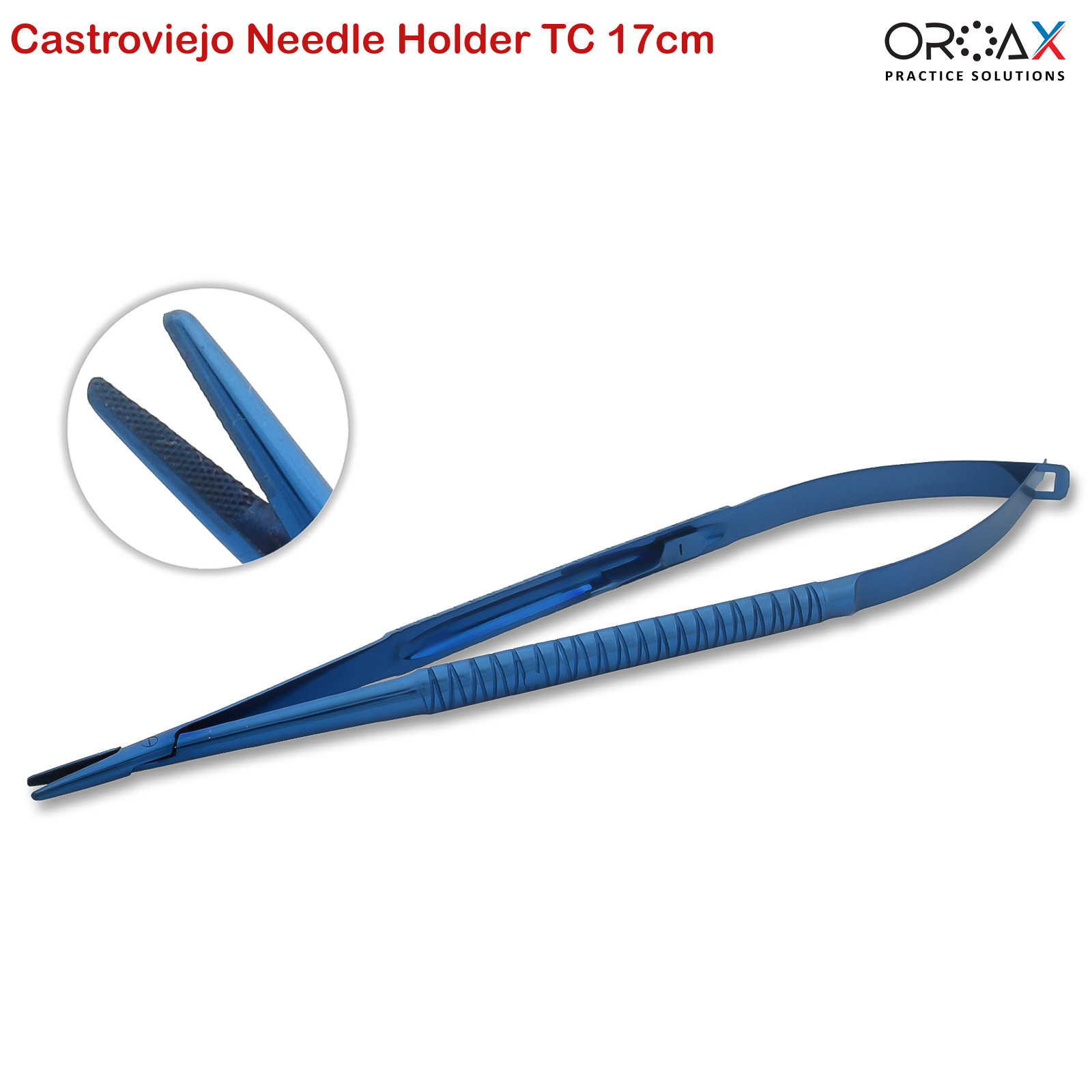 TC Castroviejo Needle Holder – 17cm Straight, Ophthalmic Suture Tool for Dental