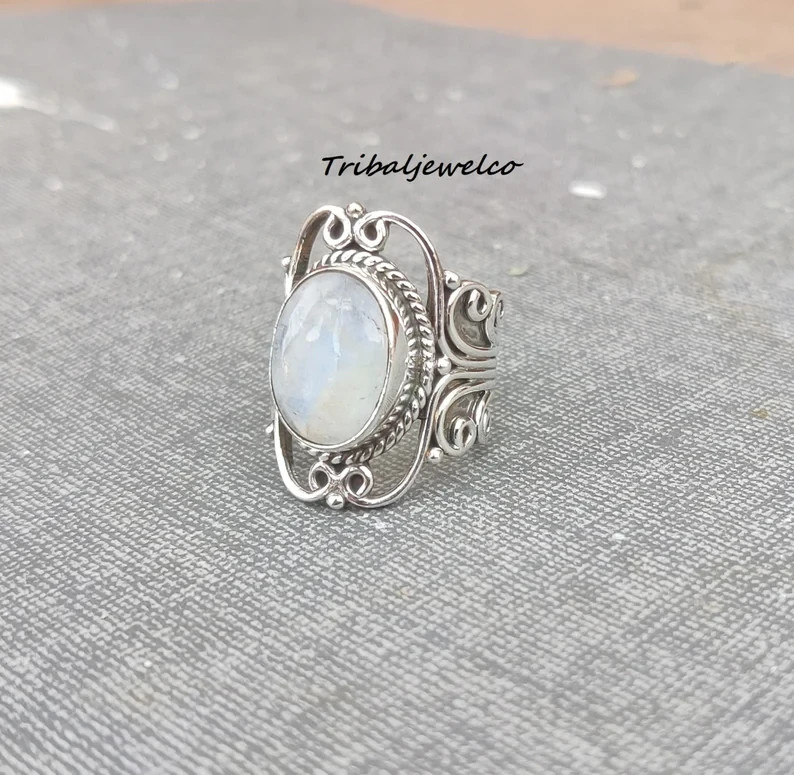 Moonstone Ring925 Sterling Silver Band & Statement Ring Handmade Ring All Size