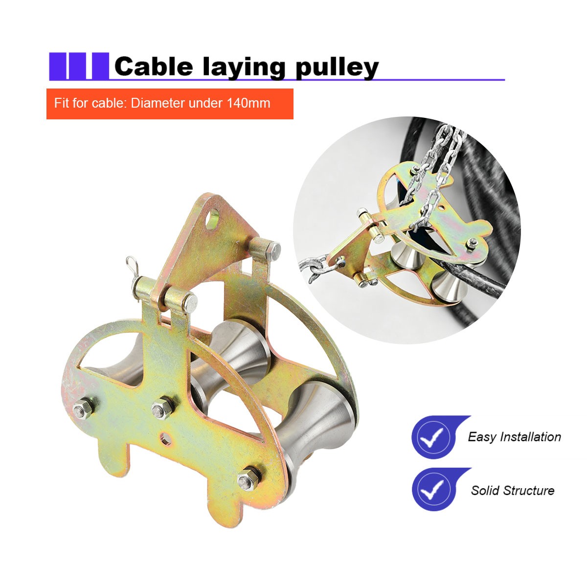 Heavy-Duty Steel Cable Puller Sheave for Cable Laying High-Load Smooth Pulling