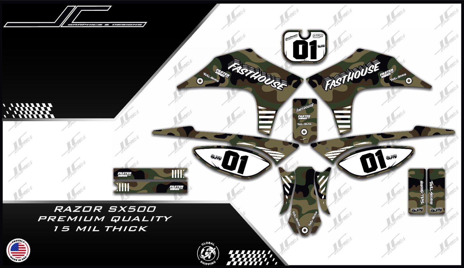 Razor SX500 graphics kit decals THICK AND HIGH GLOSS