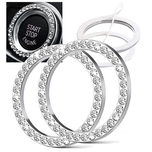 2pcs Bling Car Engine Start Button Cover Diamond Crystal Push 2Pcs Crystal
