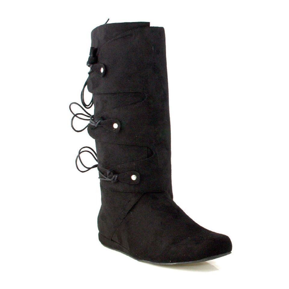 Black Scottish Groomsmen Wedding Medieval Peasant Pirate Costume Mens Boots