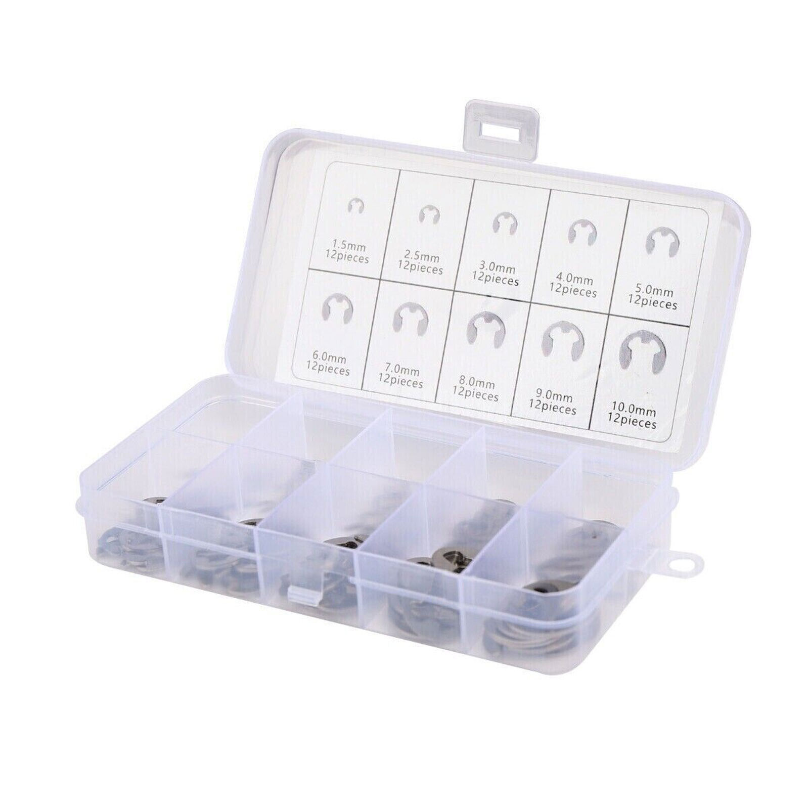 120Pcs Stainless Steel 1.5 to 10mm E Clips C Circlip Kit Retaining Ring Assorted
