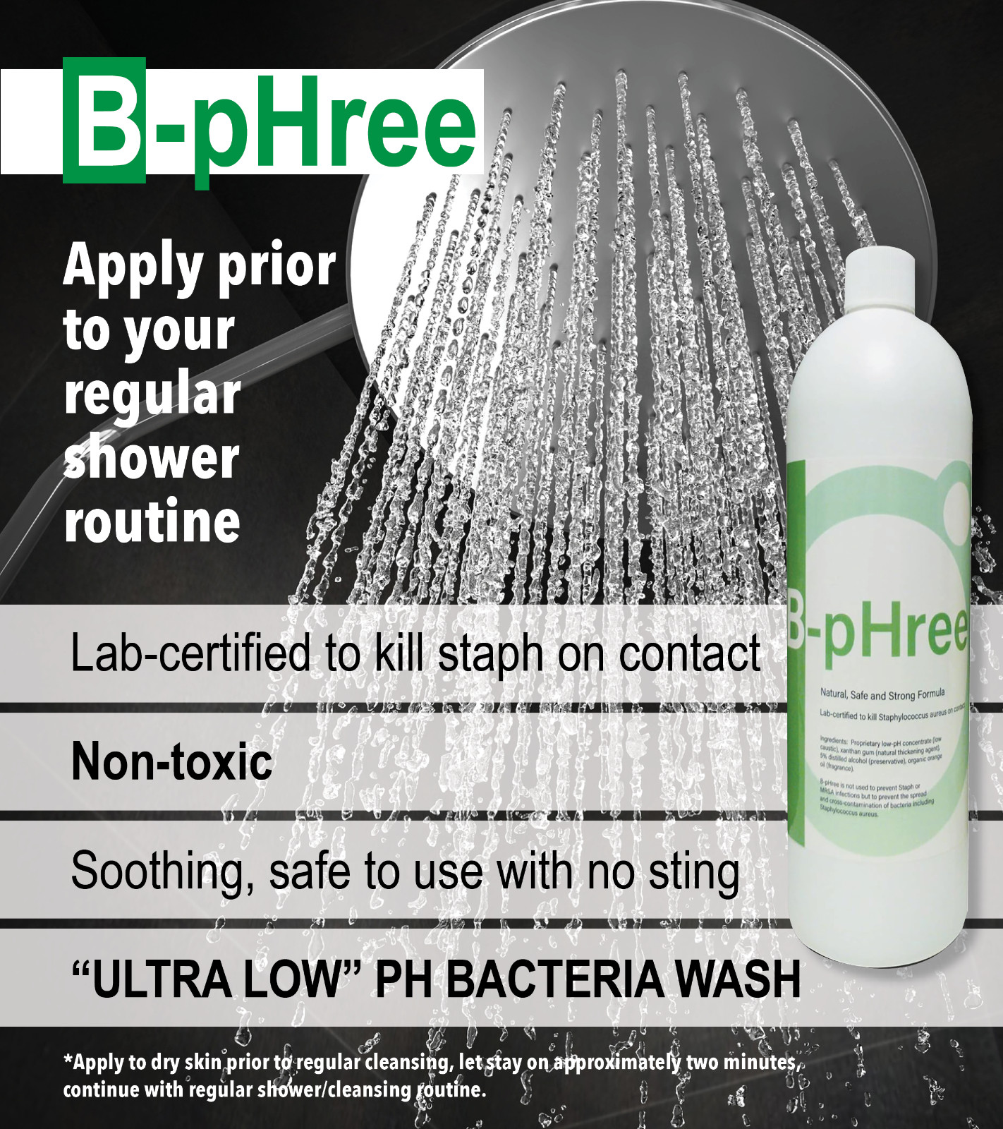 B-pHree 16oz - Remove bacteria from the skin, face, and scalp- Free Shipping