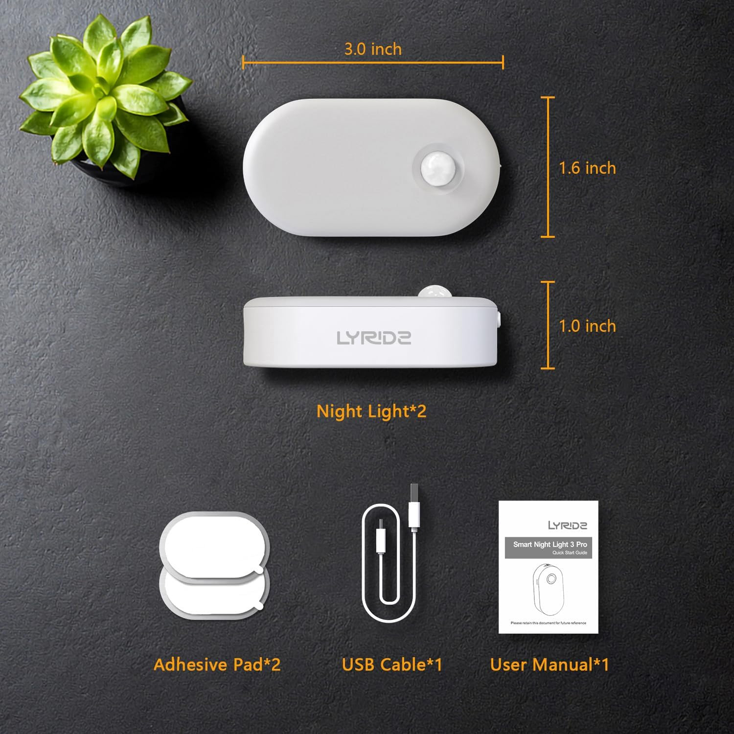Lyridz Rechargeable Battery Night Light with Motion Sensor, Portable Mini Warm W