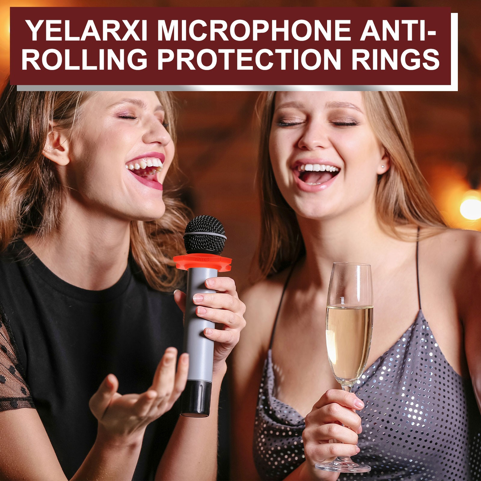 Microphone Anti-Roll Rubber Rings, 5 Pack & 1.4 x 2.9" & Yellow
