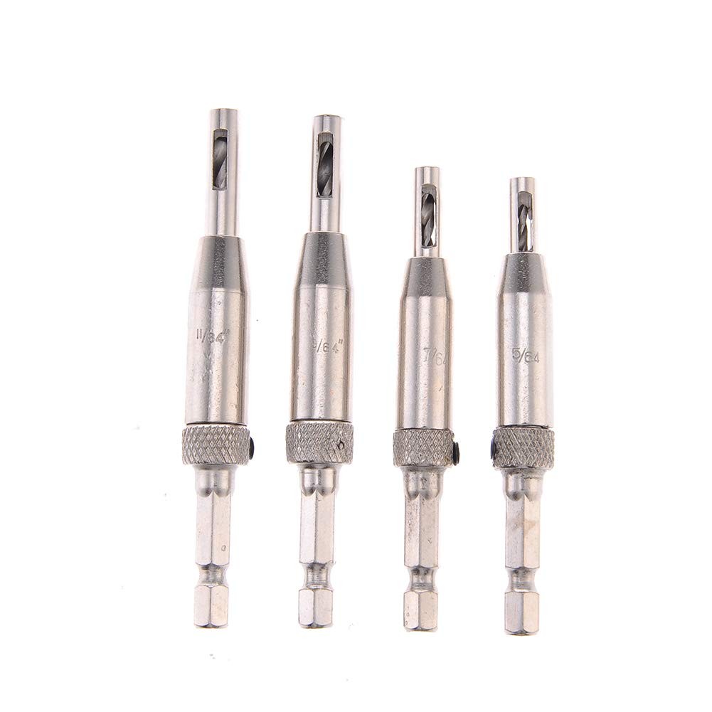 Self Centering Hinge Tapper Core Drill Bit Set 4 Pcs 1/4inch Quick Change Hex