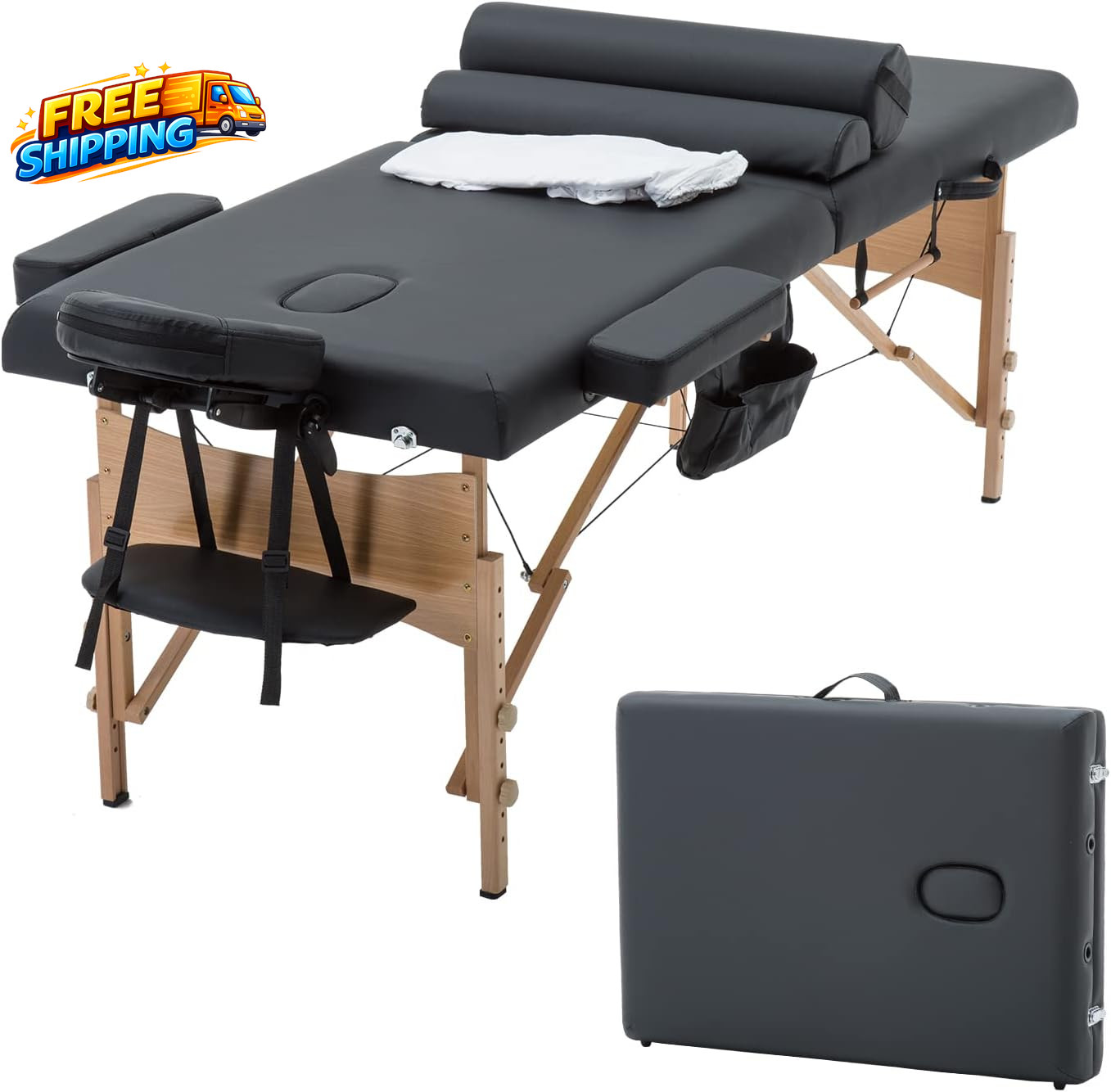 Massage Bed Portable Massage Table 28 Inch Wide Lash Bed 2 Folding Height