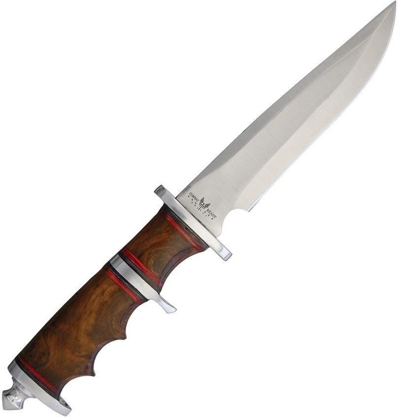 Combat Ready Fighter Fixed Knife Stainless Brown Grooved Wood - 2-CBR111