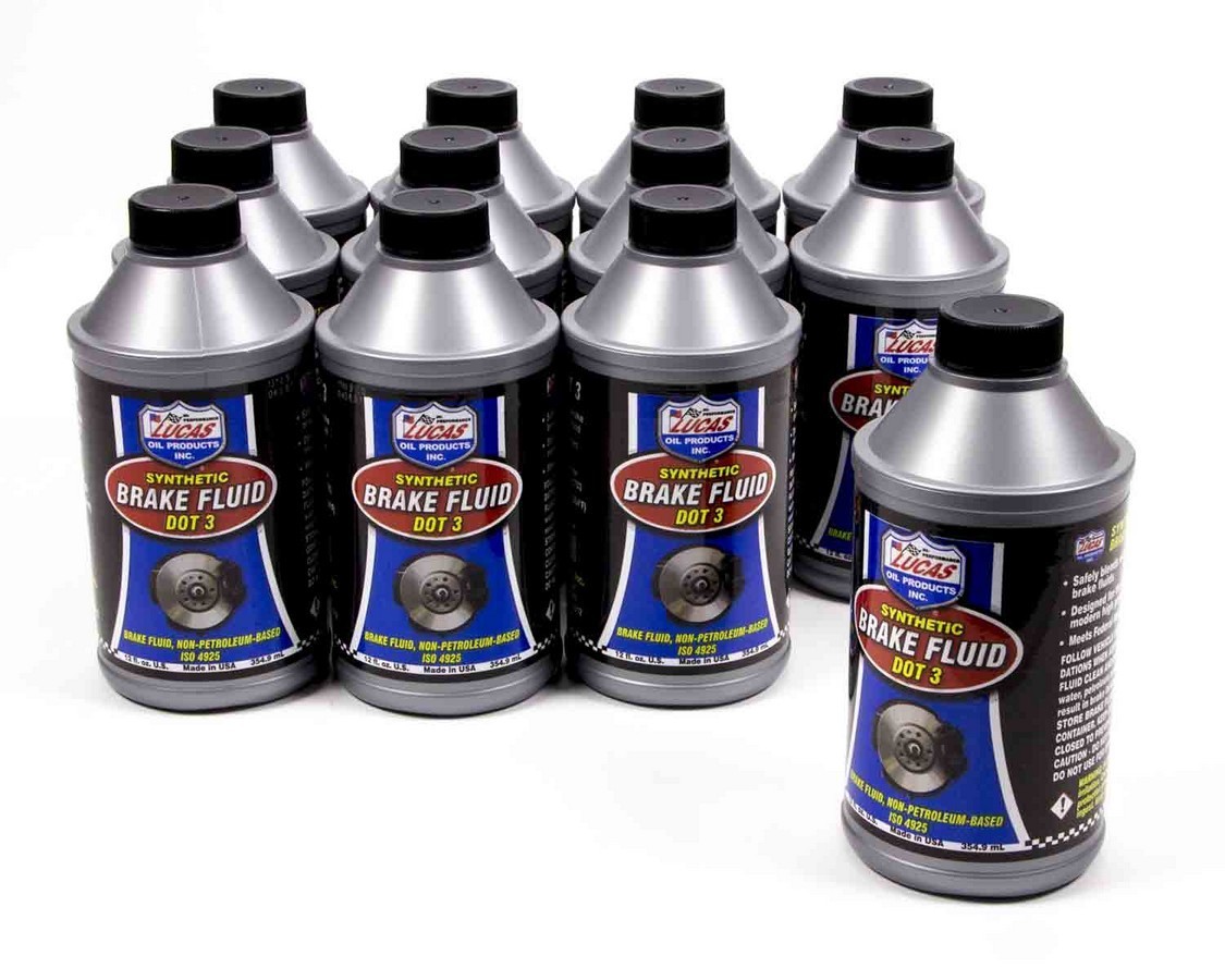 Lucas Brake Fluid - DOT 3 - Synthetic - 12.00 oz - Set of 12