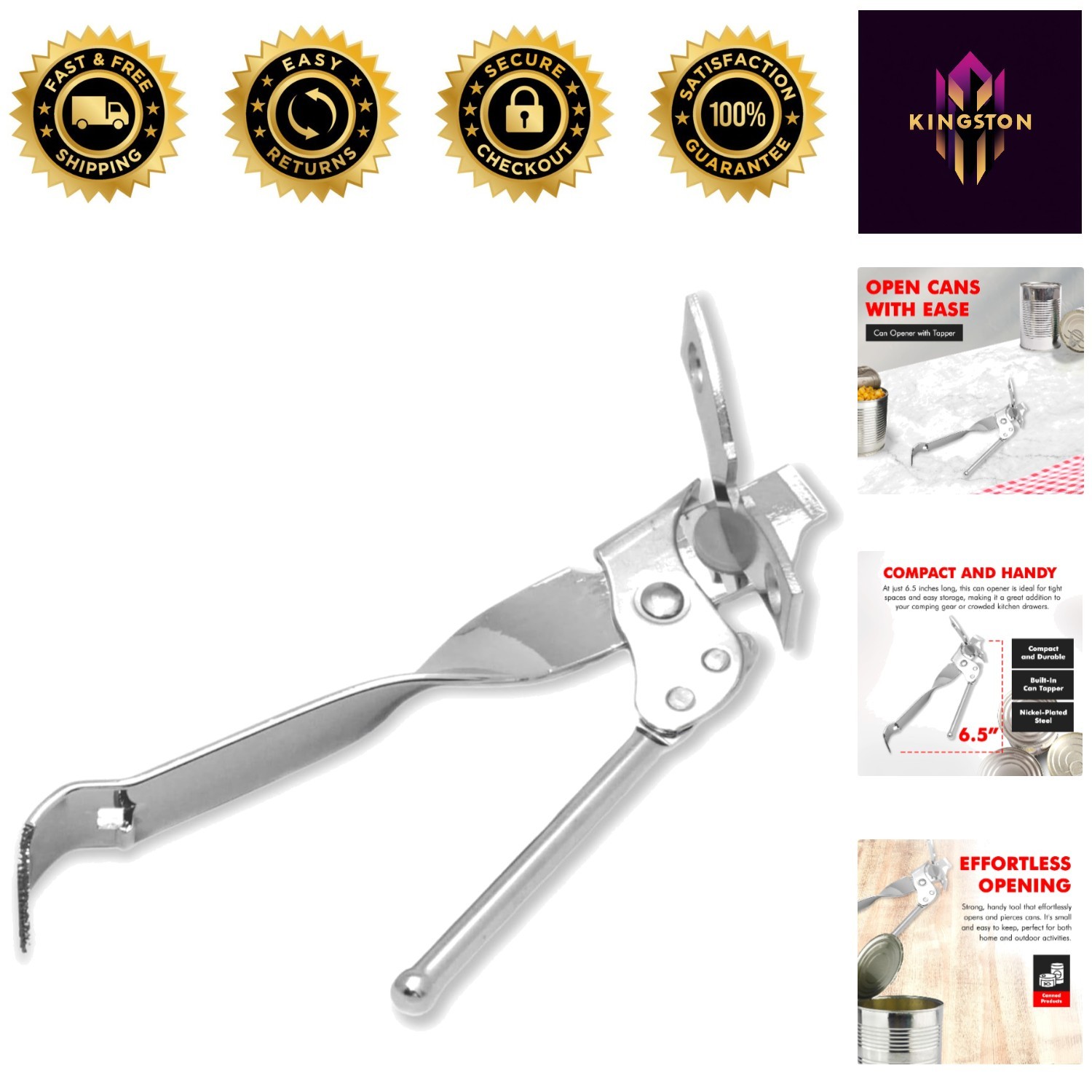 Classic Nickel Plated Can Opener with Tapper – The Perfect Kitchen Companion