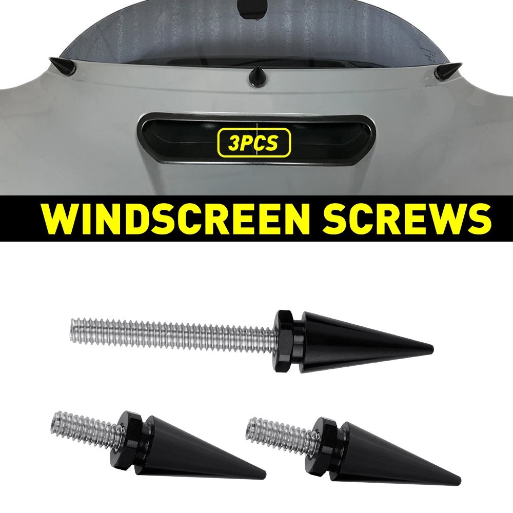 3PCS Fit Harley-Davidson Freewheeler 2014-on Spike Billet Windscreen Bolts Black