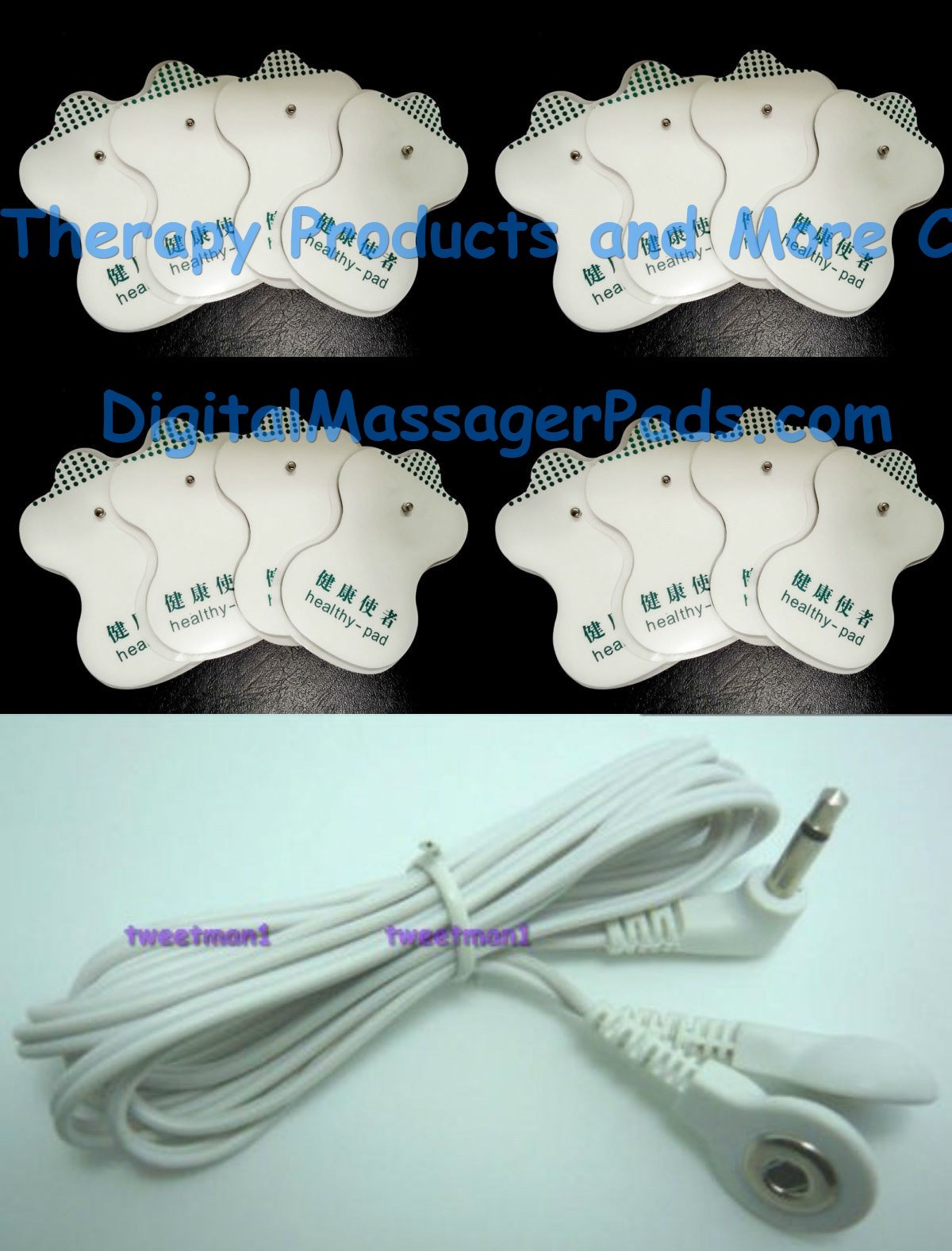 OMRON COMPATIBLE ELECTRODES REPLACEMENT MASSAGE PADS (16) WITH 3.5mm LEAD CABLE