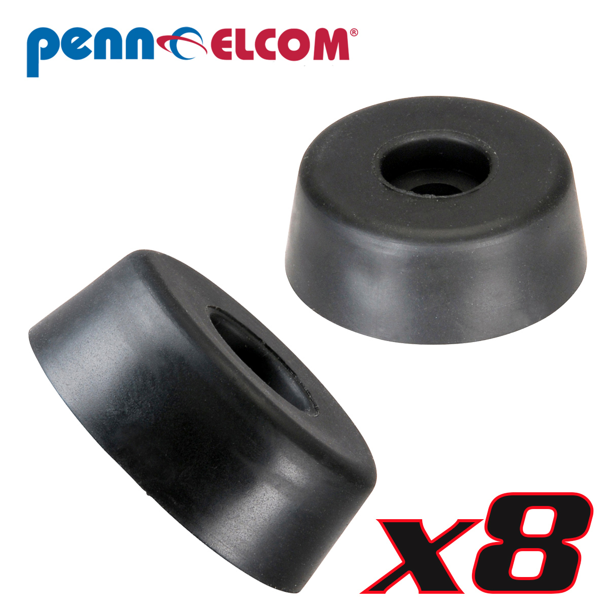 Eight Pack Penn Elcom 9112 Rubber Cabinet Foot 1.28" Dia. x 0.5" H Heavy-duty