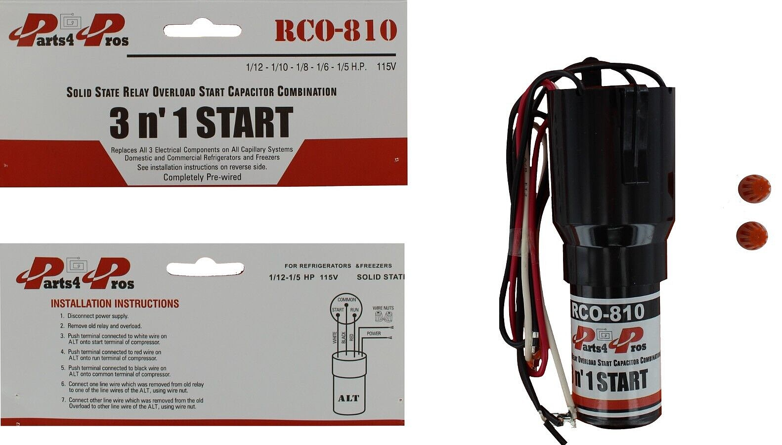 RCO810 Refrigerator 3-in-1 Hard Start Kit Relay Capacitor Replaces (10x)